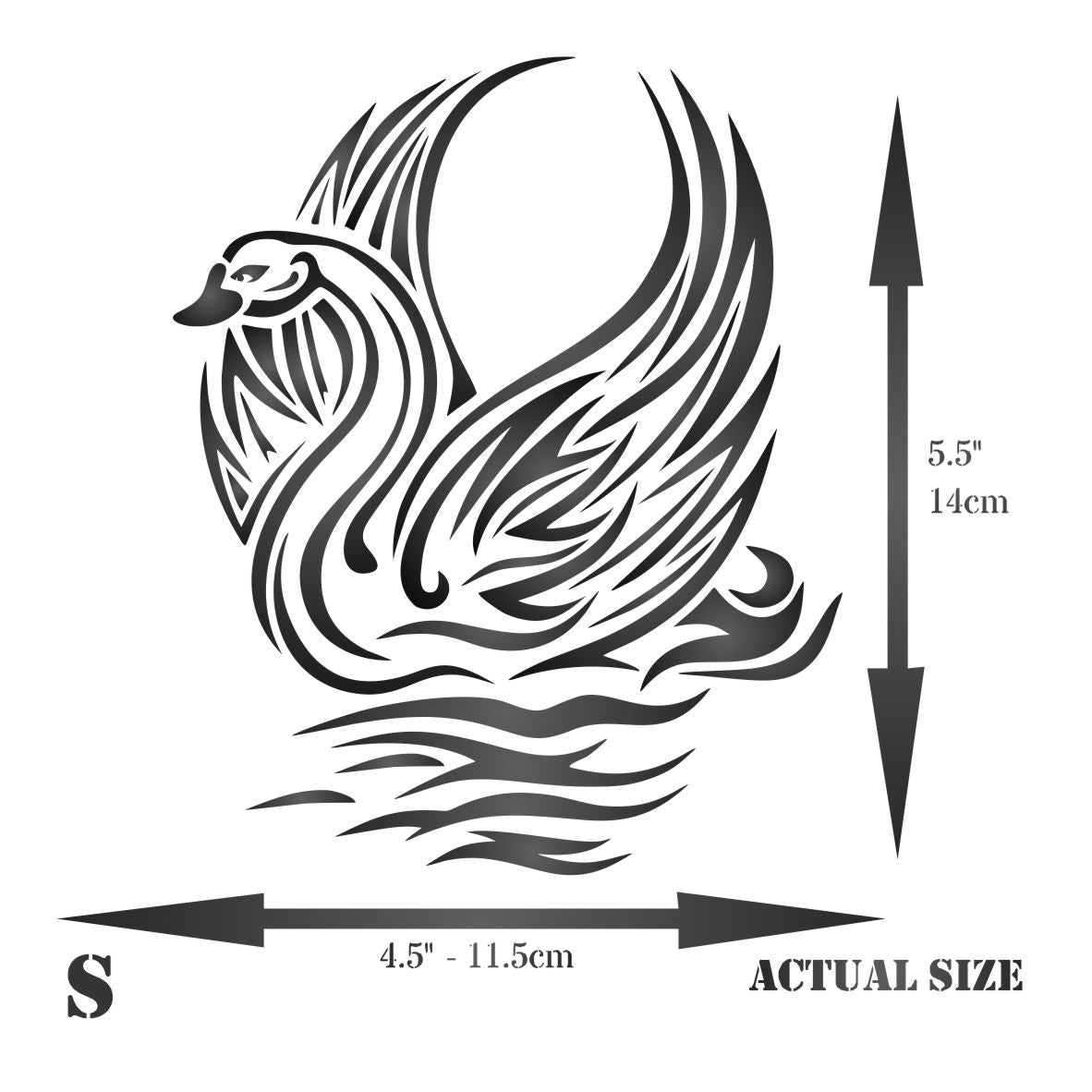 Tribal Swan Stencil - Stylized Ethnic Water Bird Tattoo