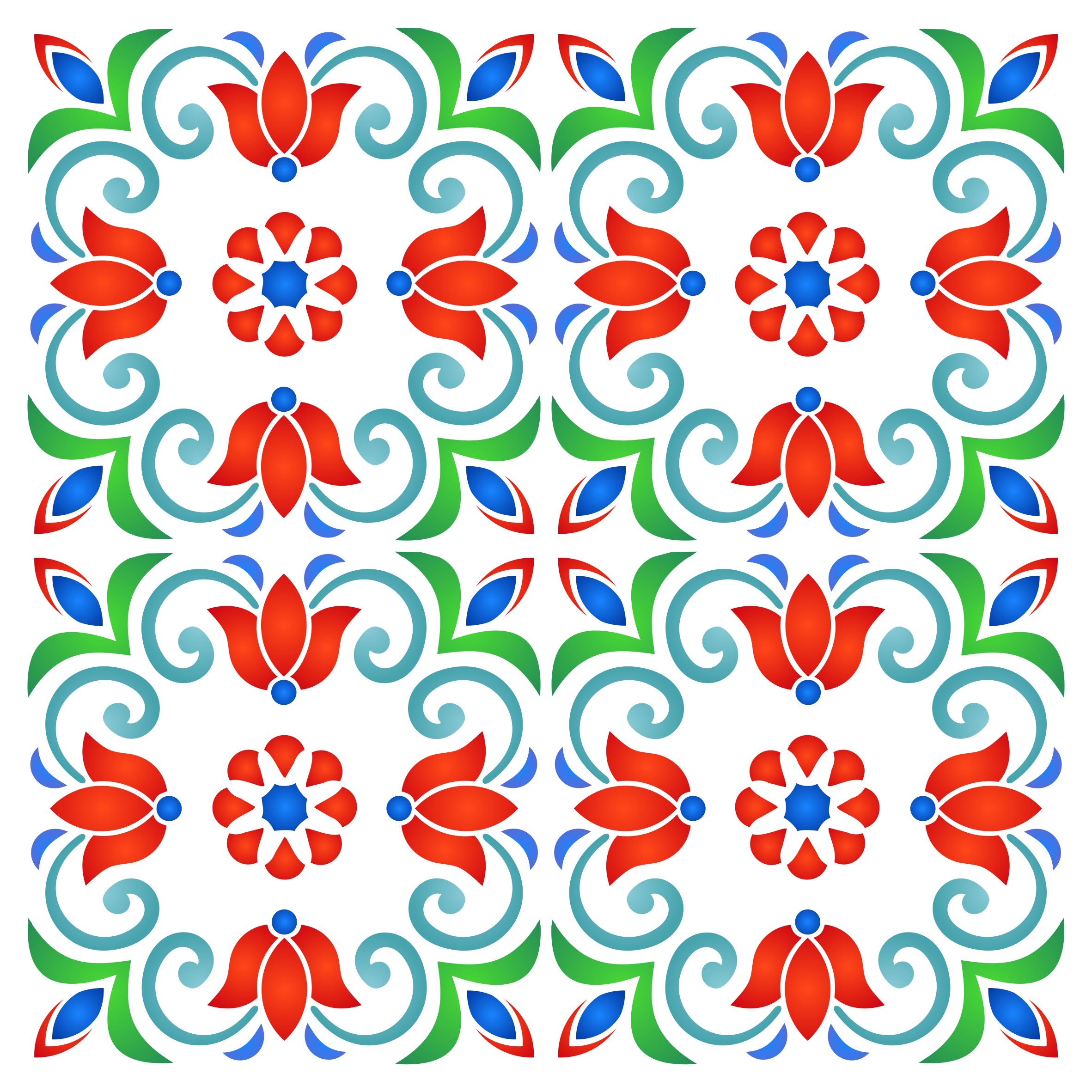 Turkish Tile Stencil - Talavera Mexican Moroccan Italian Tile