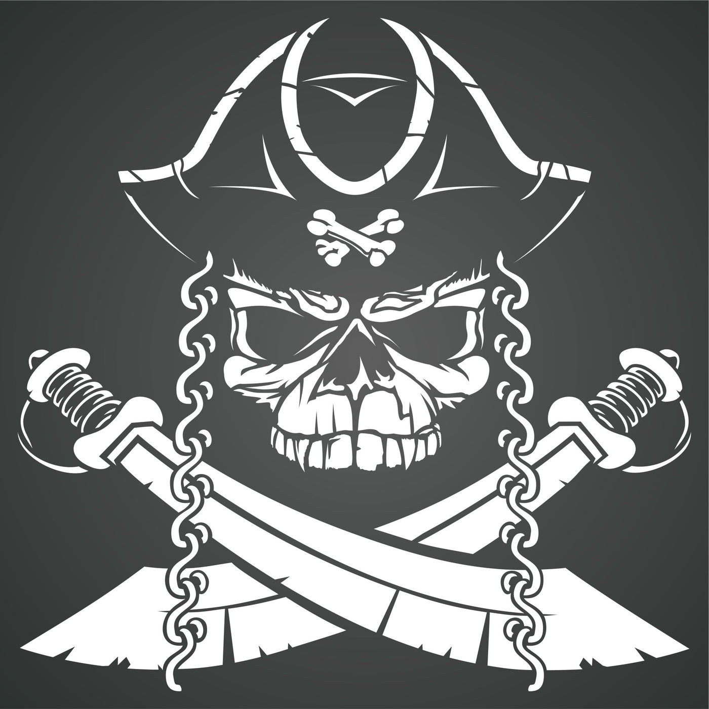 Pirate Skull Stencil - Halloween Pirate Skull and Crossbones Design