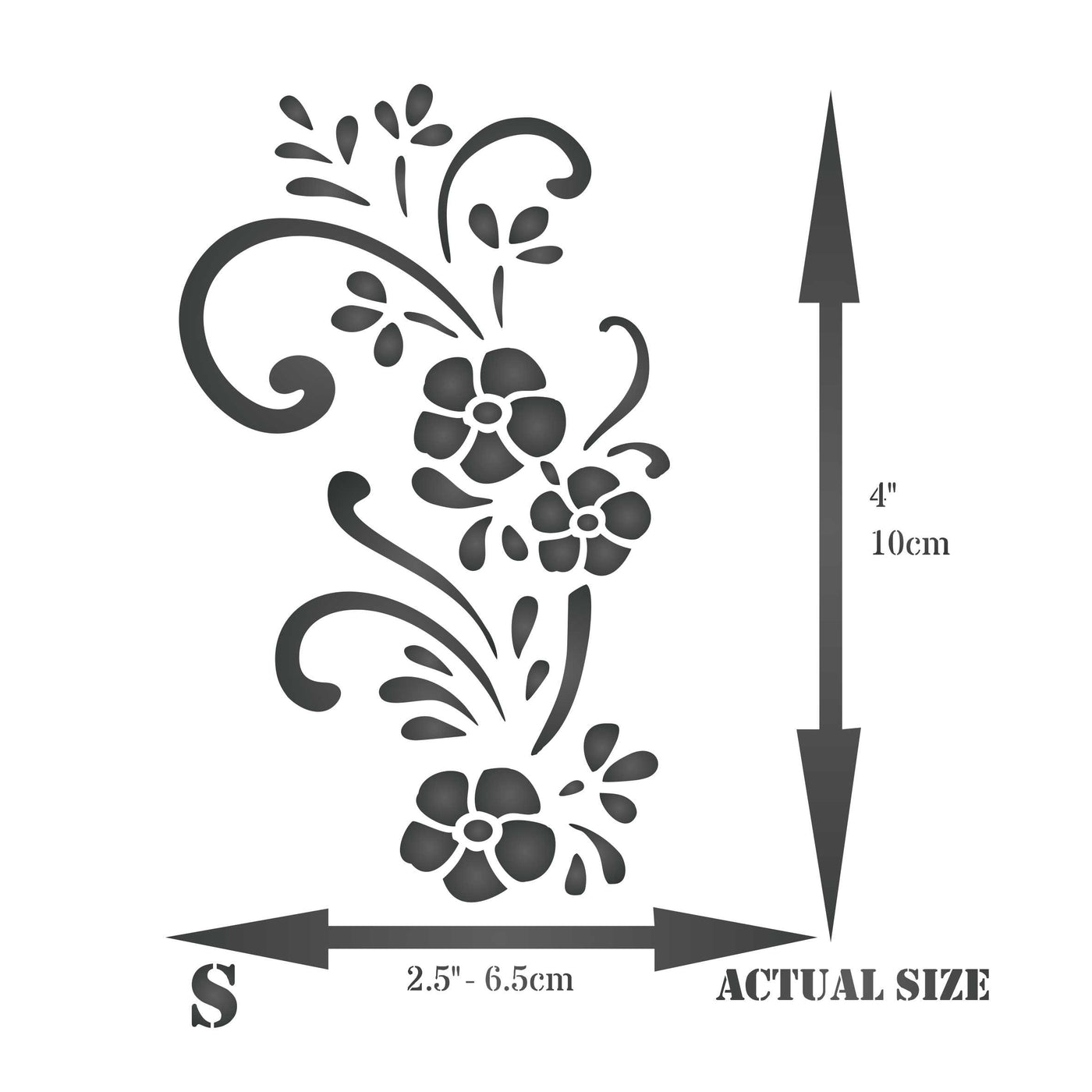 Swirly Flowers Stencil - Classic Floral Flower Border