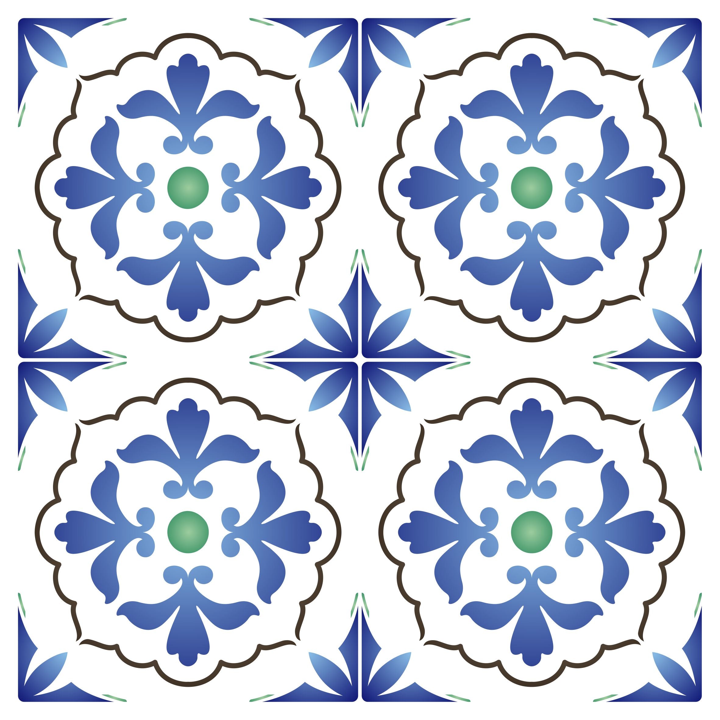 Italian Tile Stencil - Talavera Mexican Moroccan Turkish Tile