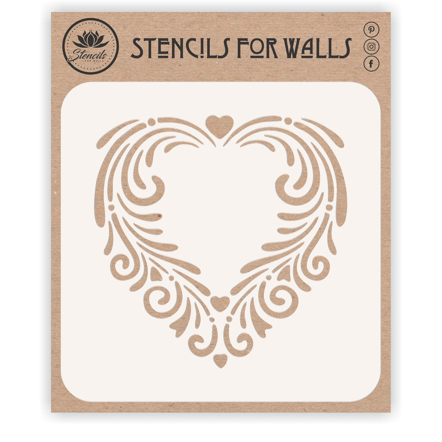 Fancy Heart Stencil - Valentine Floral Heart Design