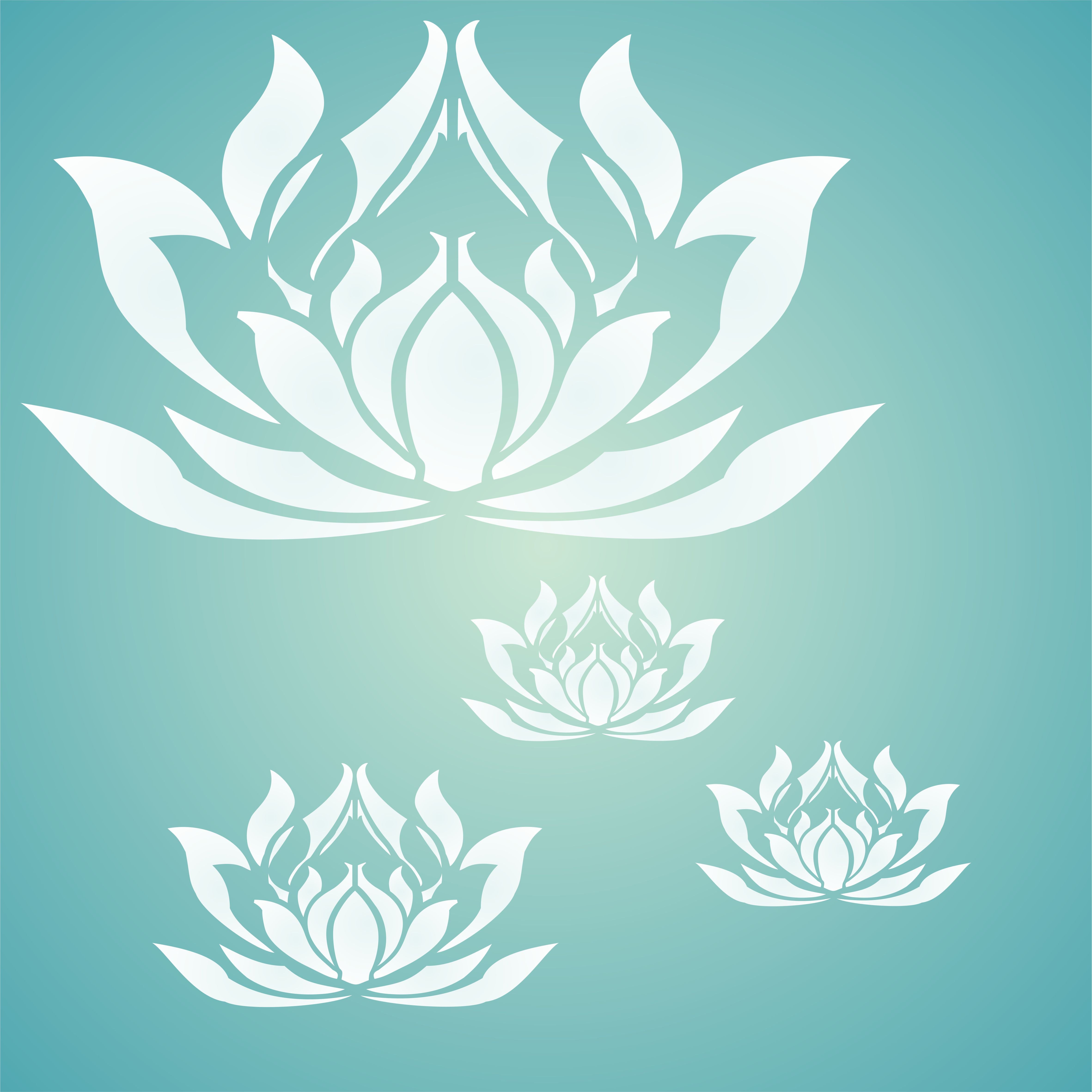 Lotus Flower Stencil- Stylized Oriental Asian Lotus Bloom