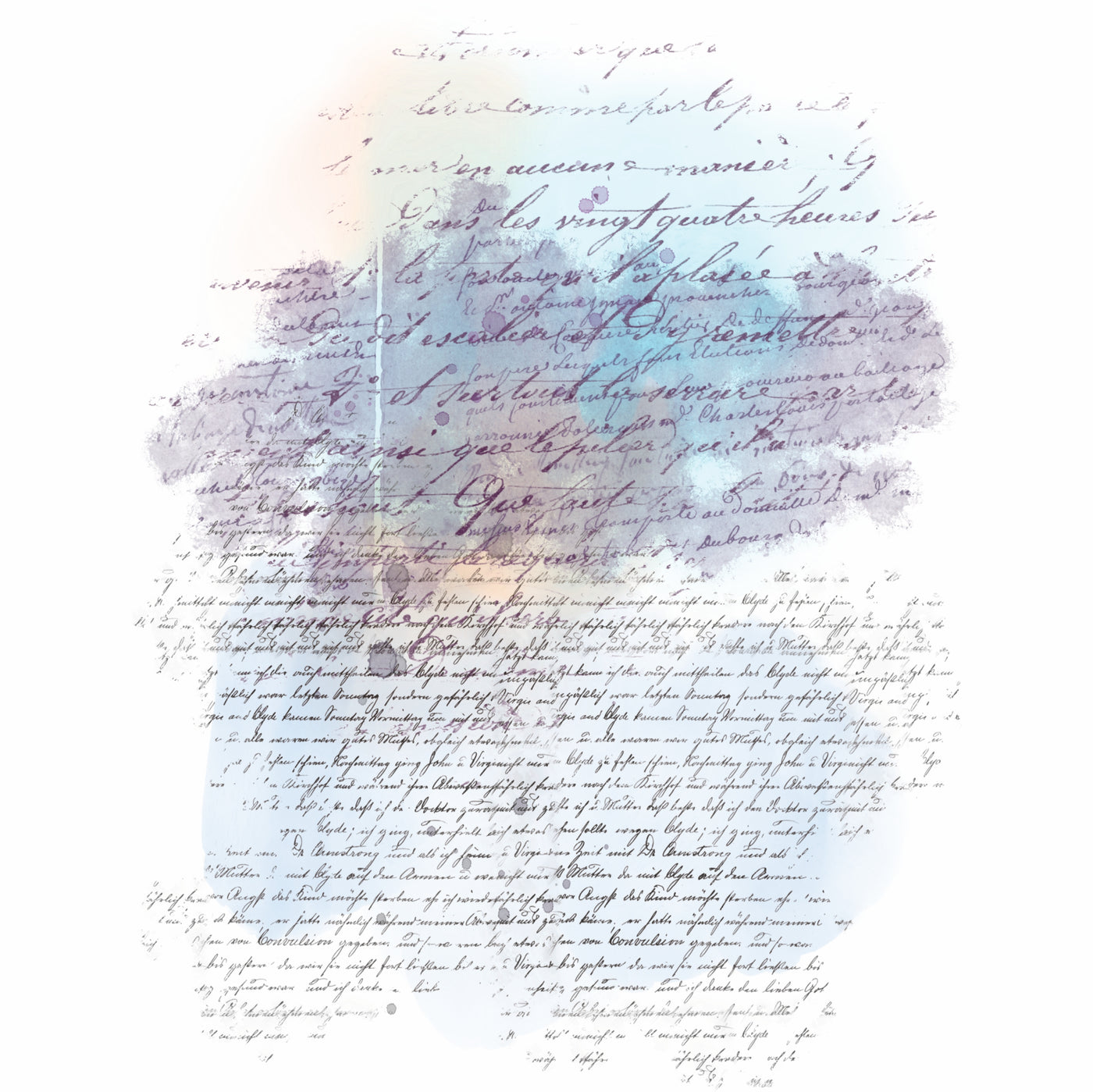 Colored Script Overlay Rice Paper- 6 x Printed Mulberry Paper Images 30gsm
