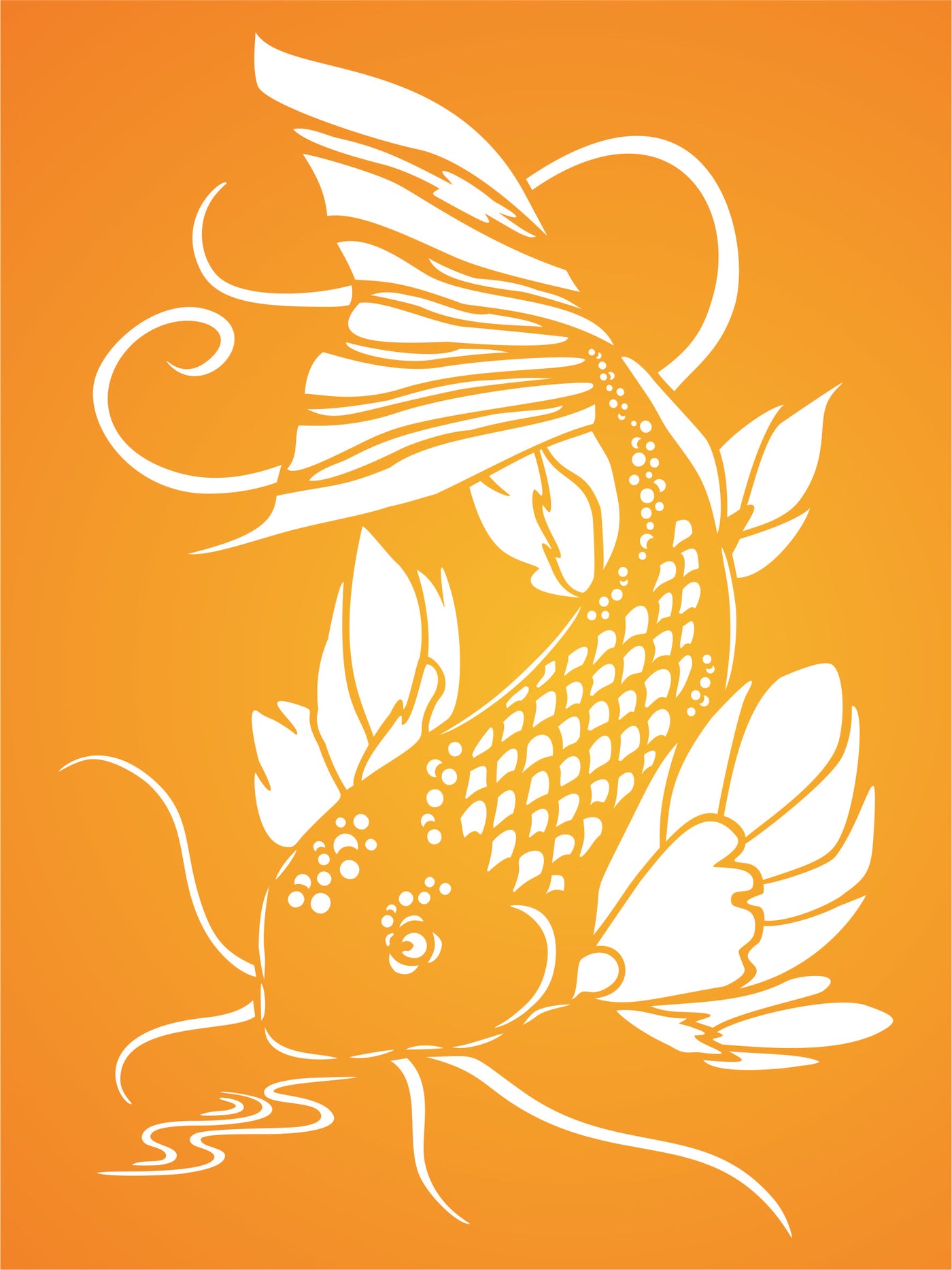 Koi Stencil - Asian Oriental Carp Fish Animal Pond Water