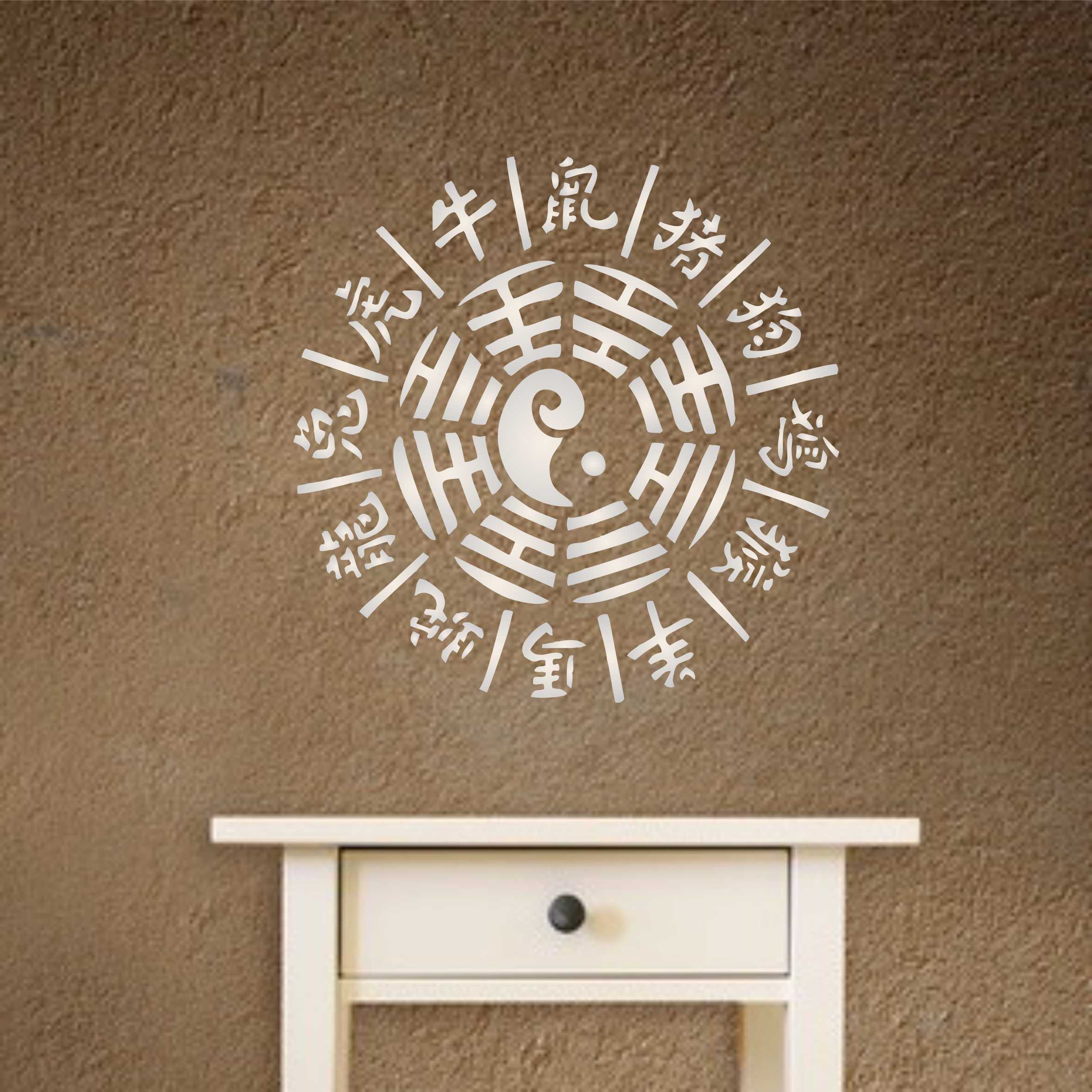 Zodiac Wheel Stencil - Chinese Oriental Asian Zodiac Wheel