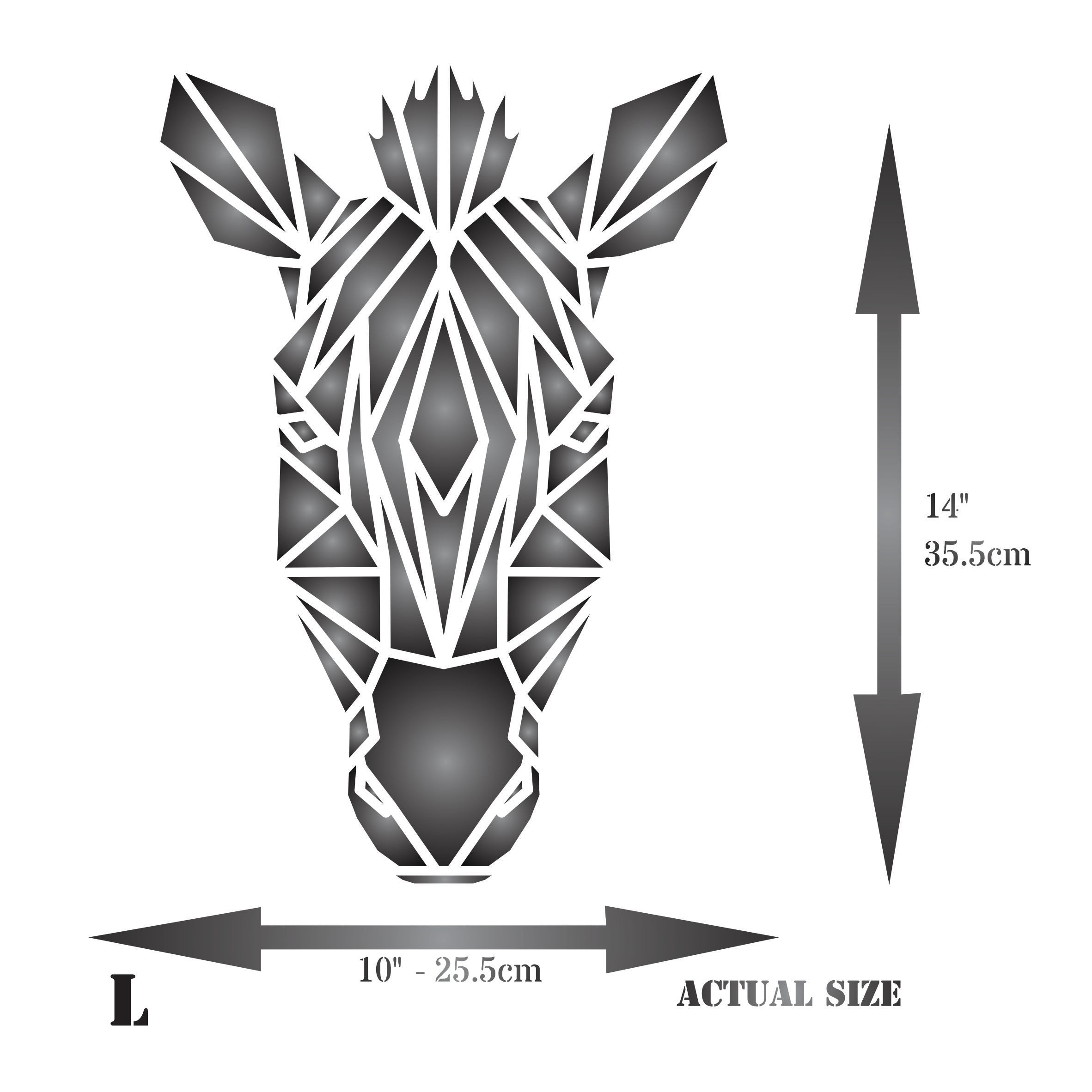 Zebra Stencil - Geometric Decor African Wild Animal Head