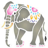 Indian Elephant Stencil - Animal Asian Pachyderm
