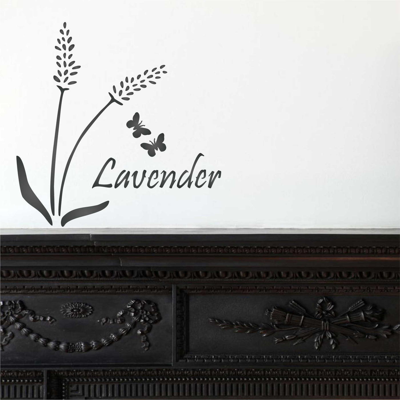 Lavender Stencil - Vintage Floral Flower Herb Word