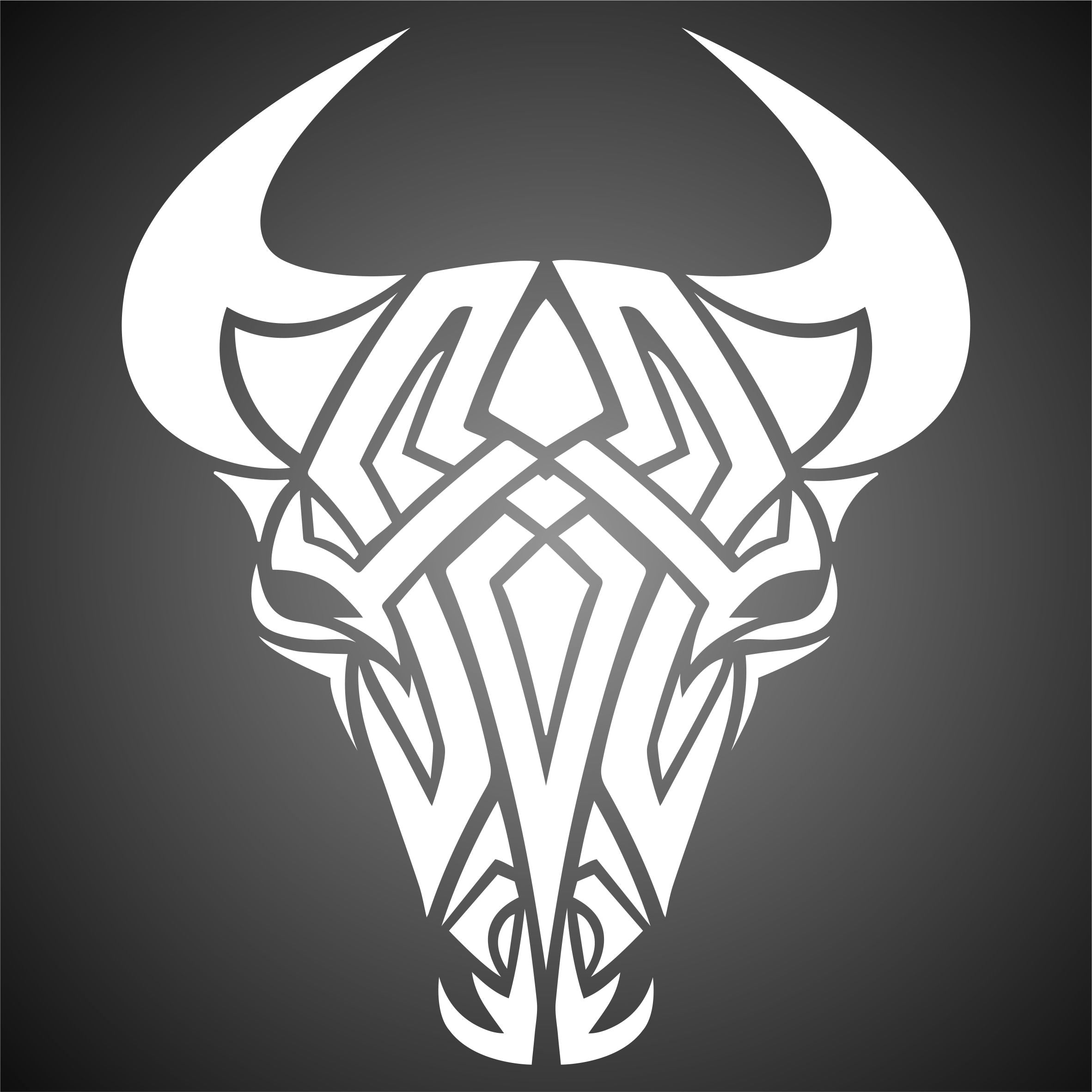 Tribal Bull Stencil - Cow Tattoo Bull Head Skull