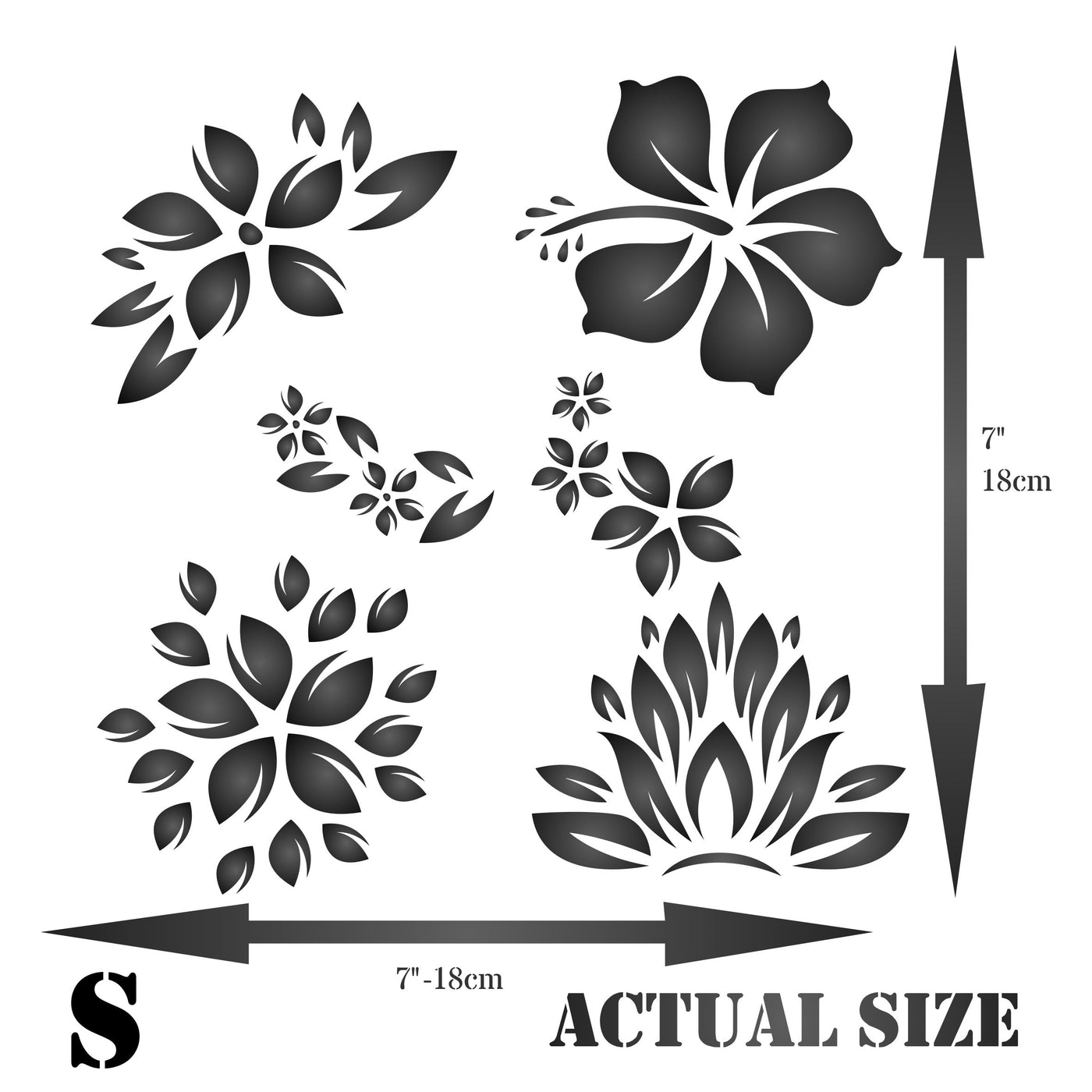 Tropical Flowers Stencil - Allover Tropical Flower Pattern Template