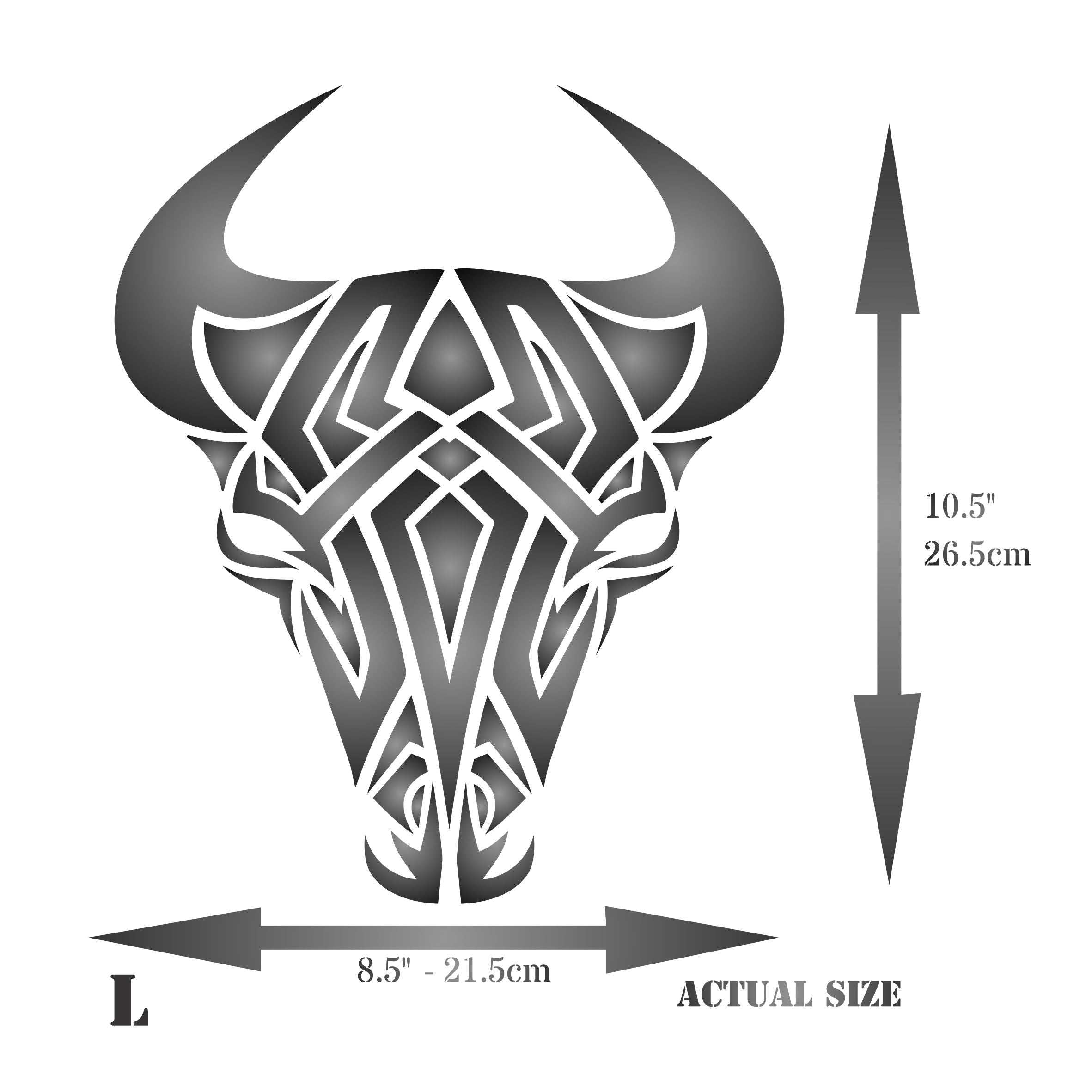 Tribal Bull Stencil - Cow Tattoo Bull Head Skull