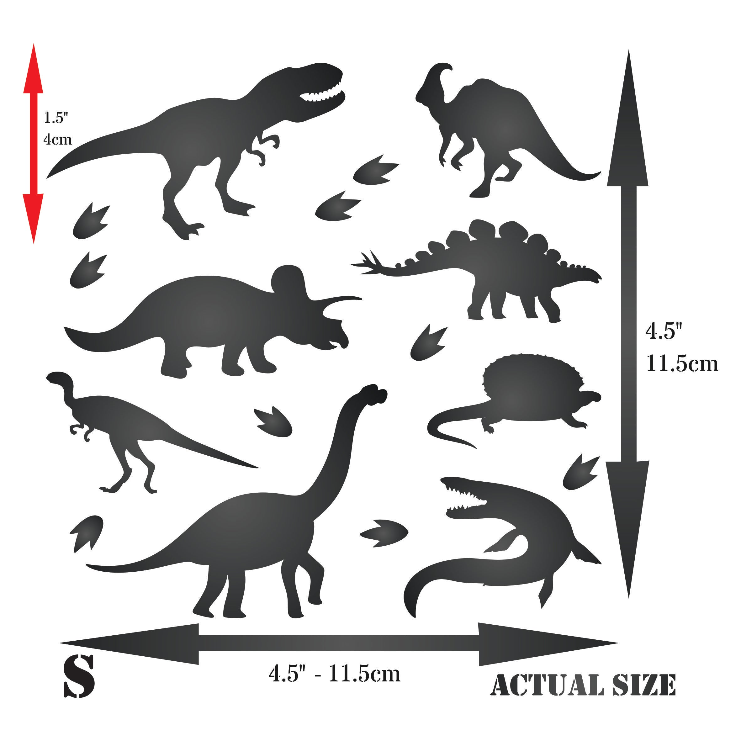 Dinosaur Silhouette Stencil - Kids Animal Jurassic Extinct