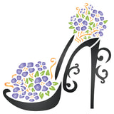 High Heel Shoe Stencil - Decorative Flower Filled Stiletto Platform Shoes