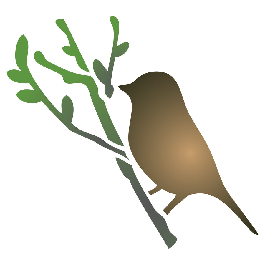 Bird Stencil- Bird Branch Silhouette