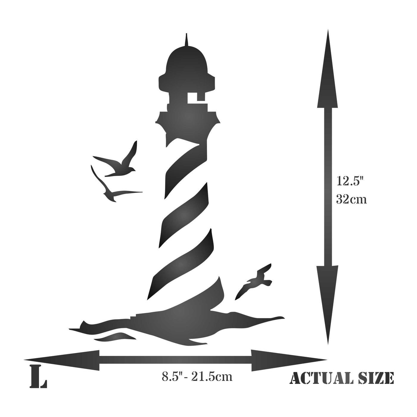 Lighthouse Stencil - Naive Sea Ocean Nautical Seagulls