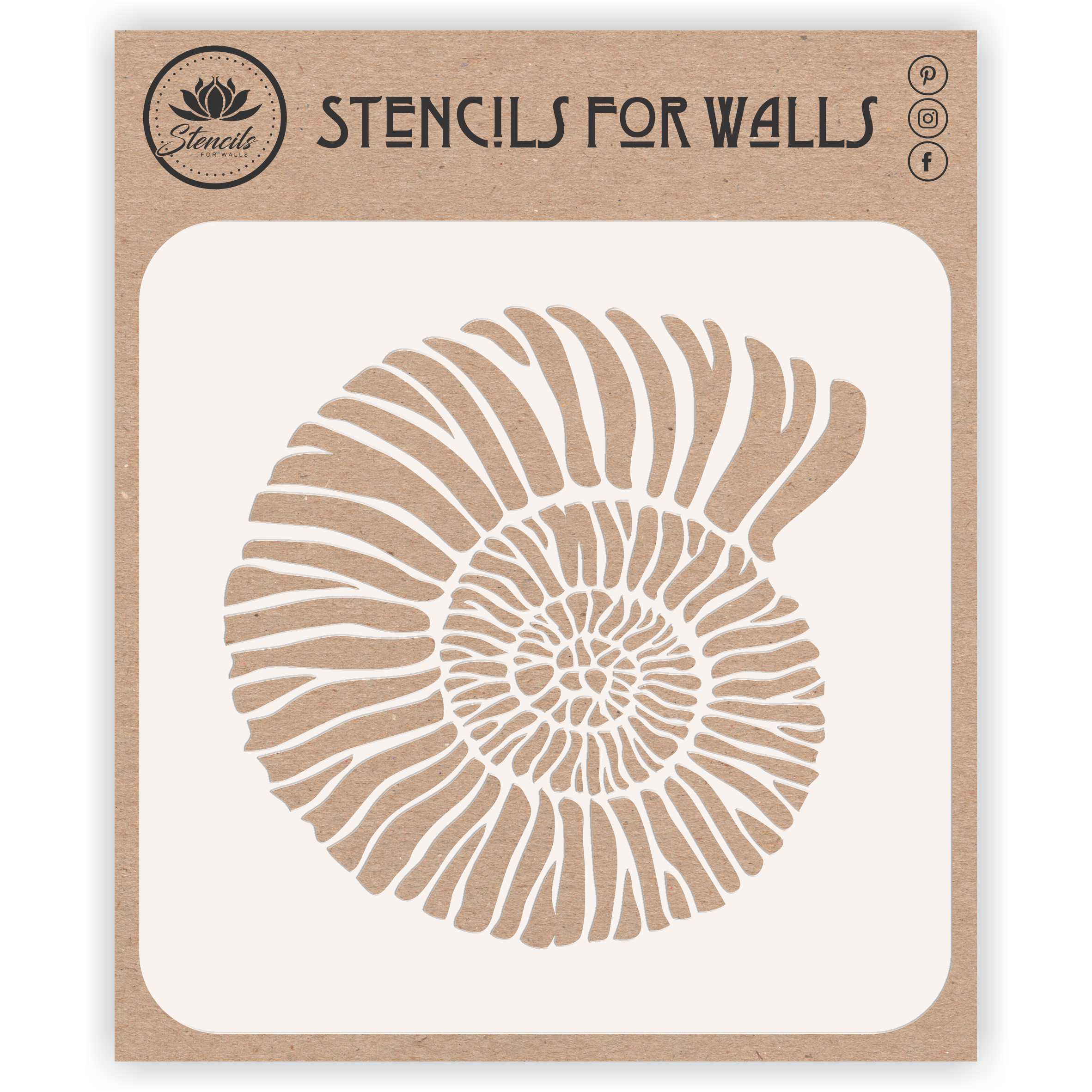 Fossil Shell Stencil - Jurassic Nautilus Shell Ammonite Fossil