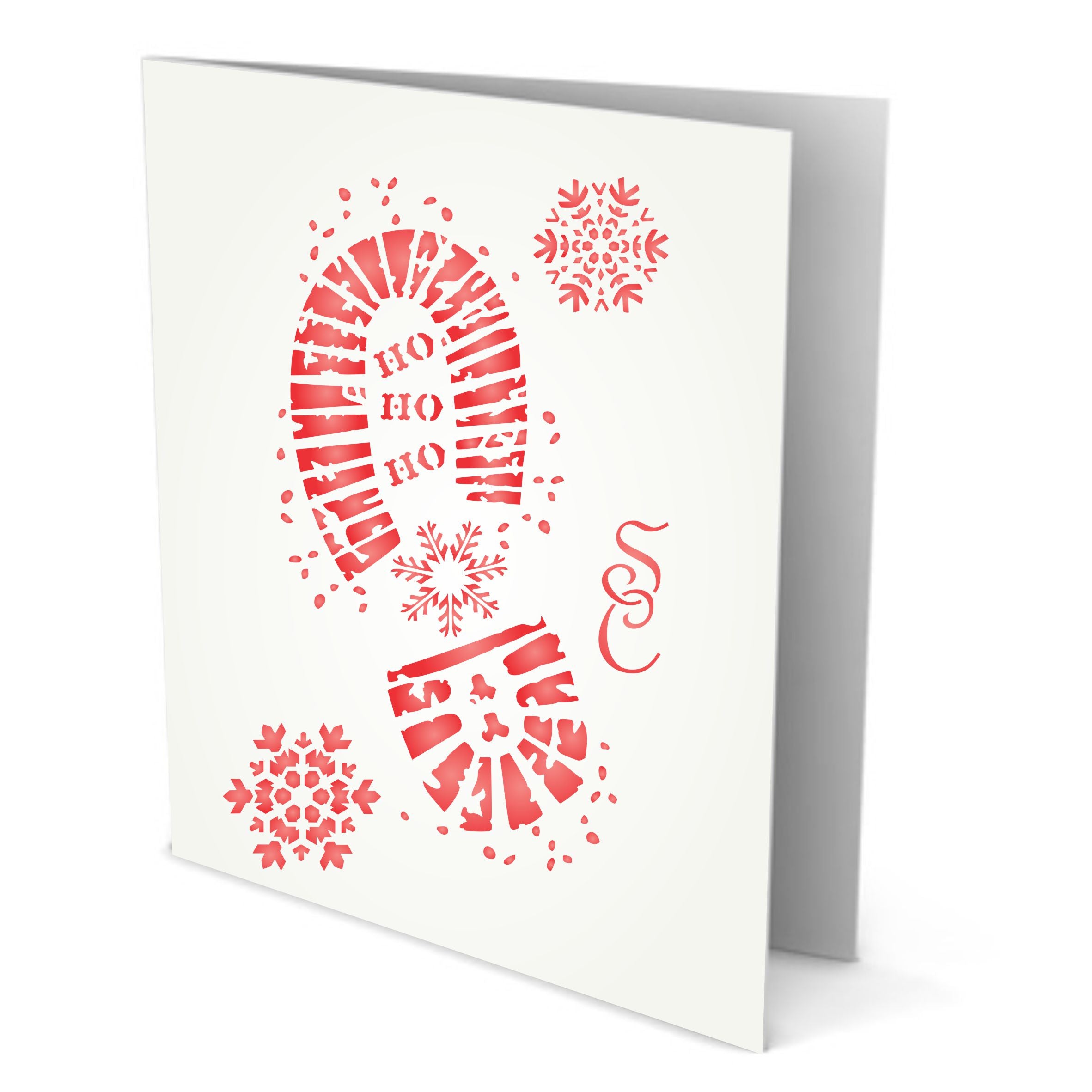 Santas Footprint Stencil - Christmas Decoration Boot Print Snowflakes