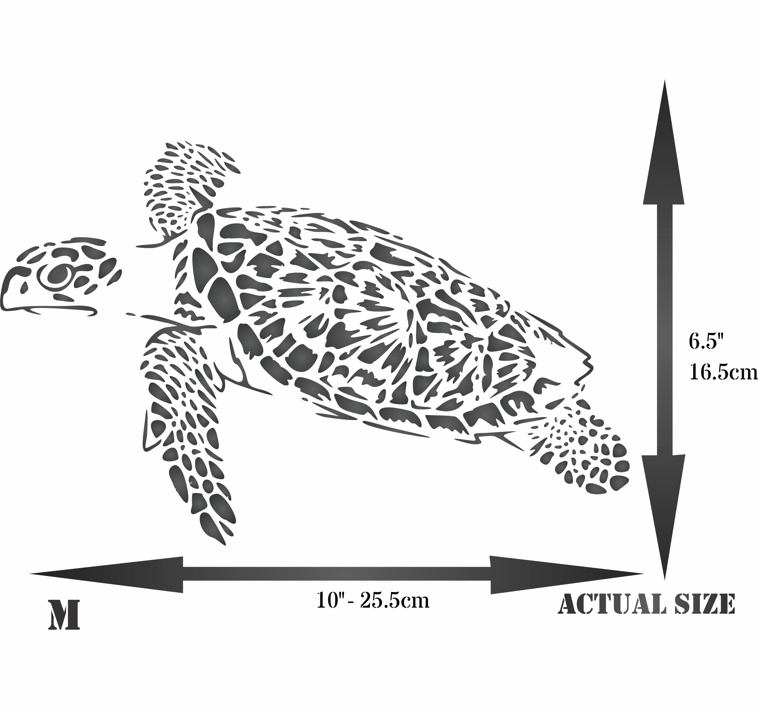 Sea Turtle Stencil - Sea Ocean Nautical Seashore Reef Fish