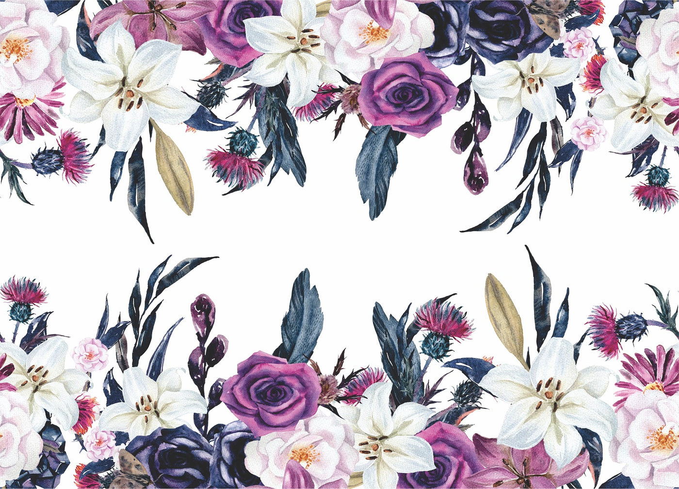 Gothic Floral Border Rice Paper- 3 Sheets Printed Mulberry Paper Border 36gsm