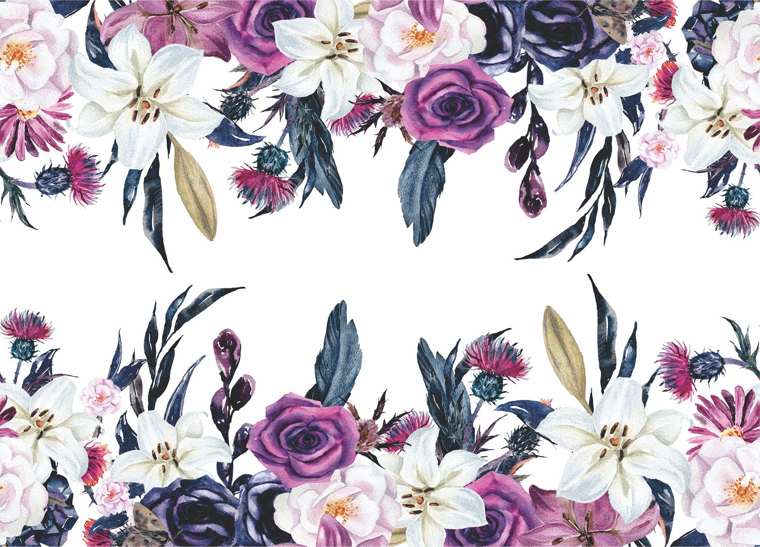 Gothic Floral Border Rice Paper- 3 Sheets Printed Mulberry Paper Border 36gsm