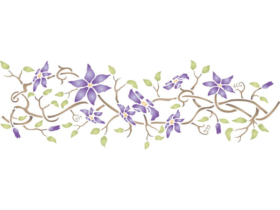 Clematis Stencil- Classic Border Flower