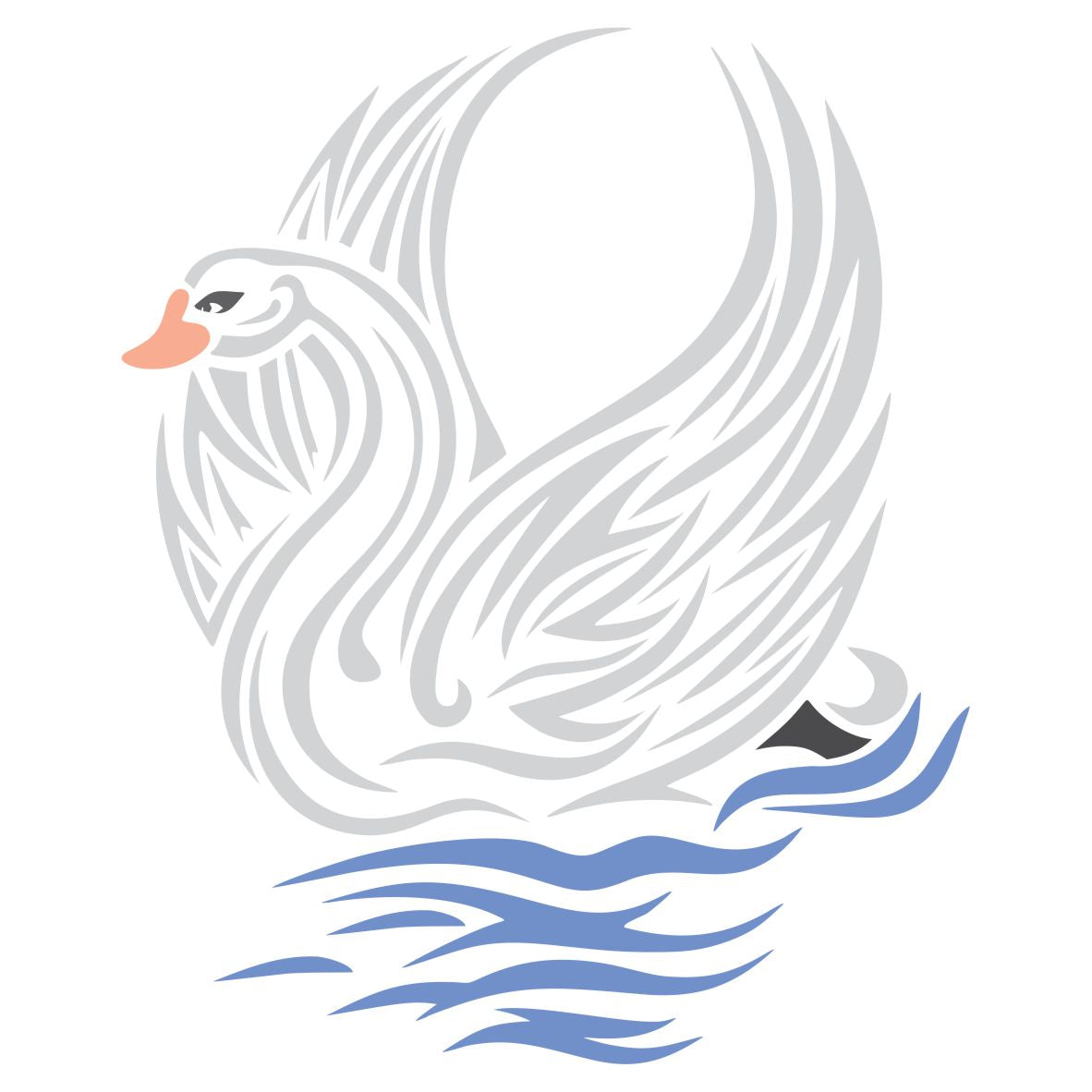 Tribal Swan Stencil - Stylized Ethnic Water Bird Tattoo