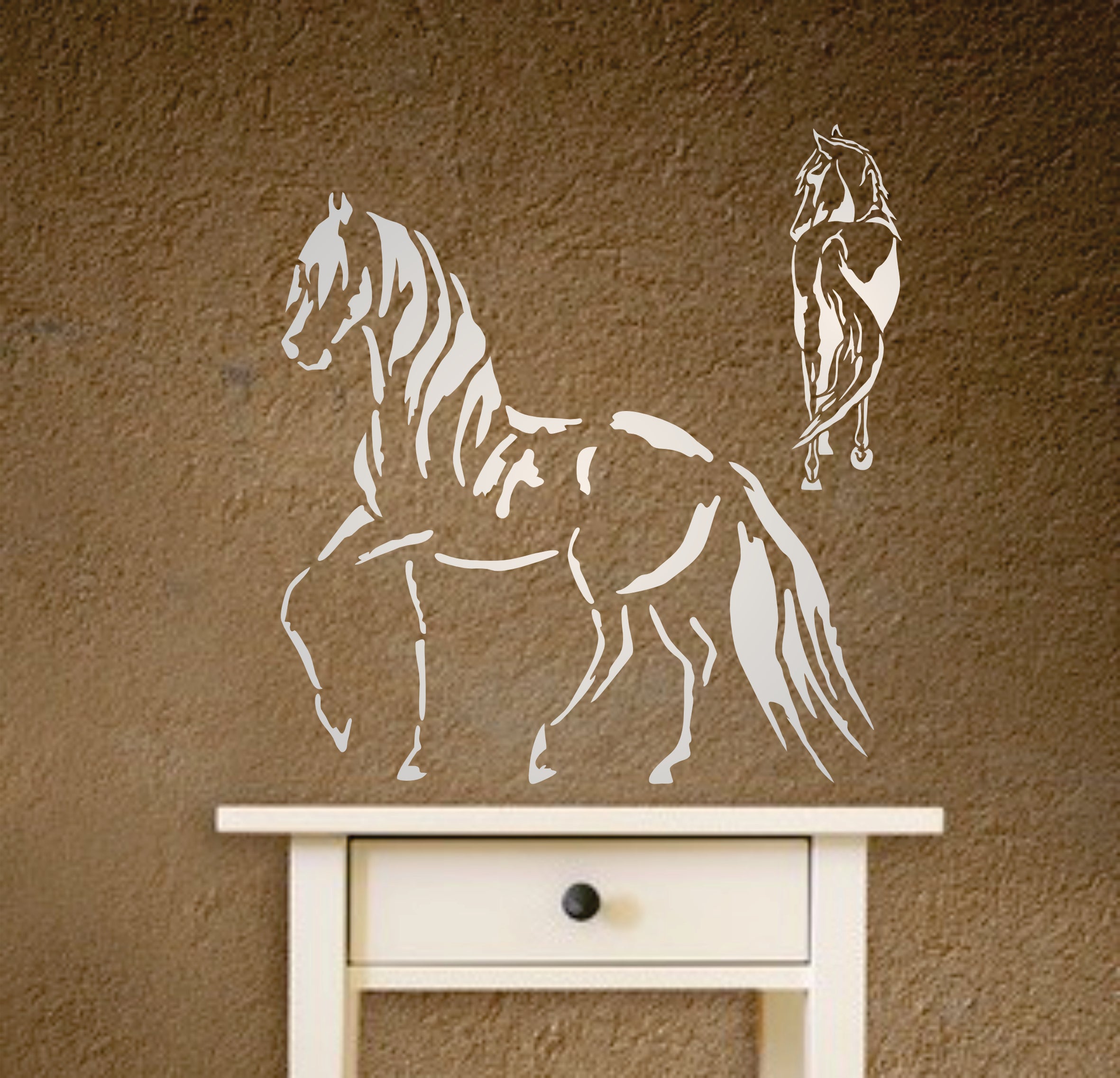 Wild Horses Stencil - Decorative Farm Animal Equine Pony Horse