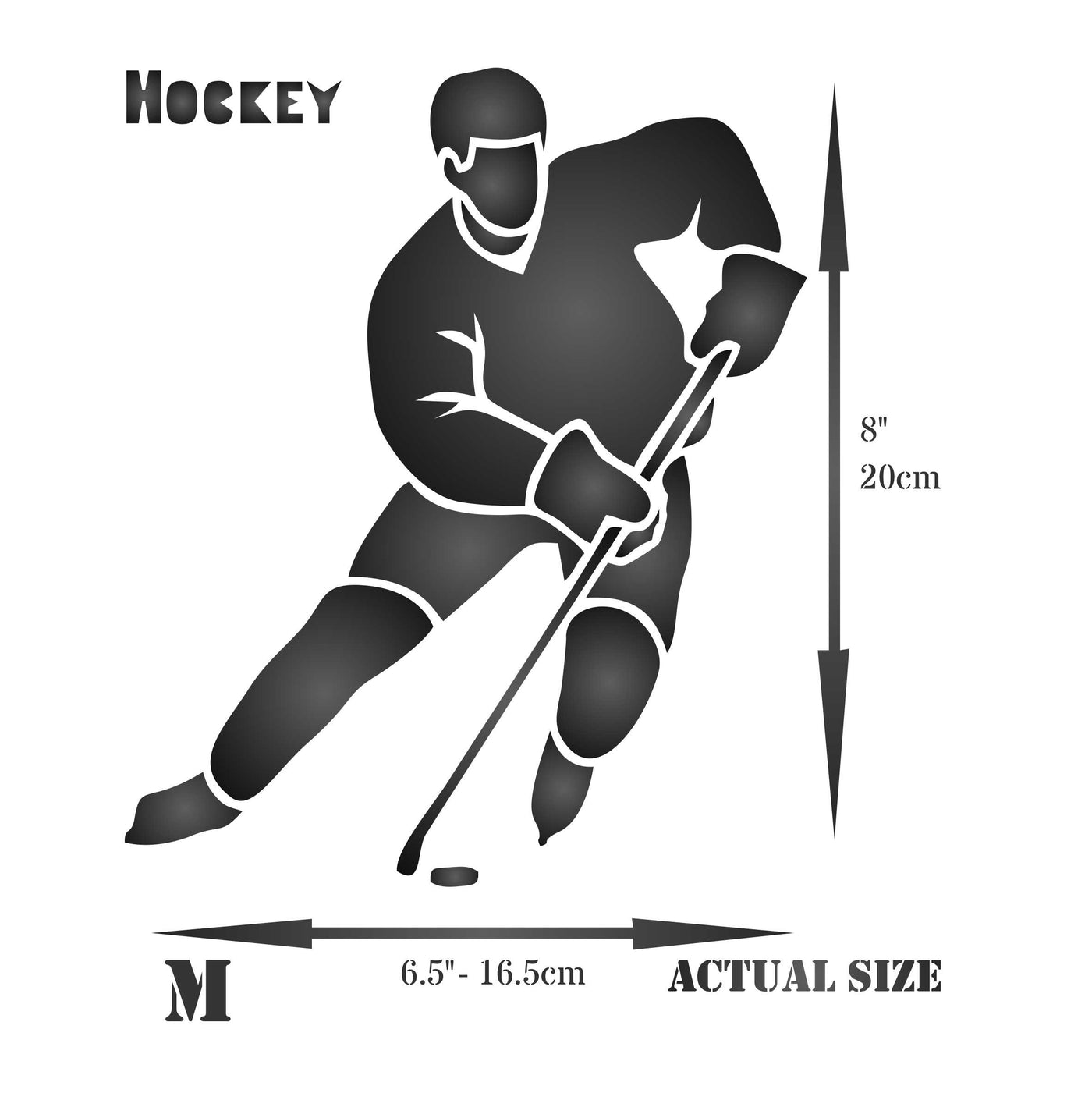 Hockey Stencil - Athlete Ice Hockey Player Stick Puck Word Quote