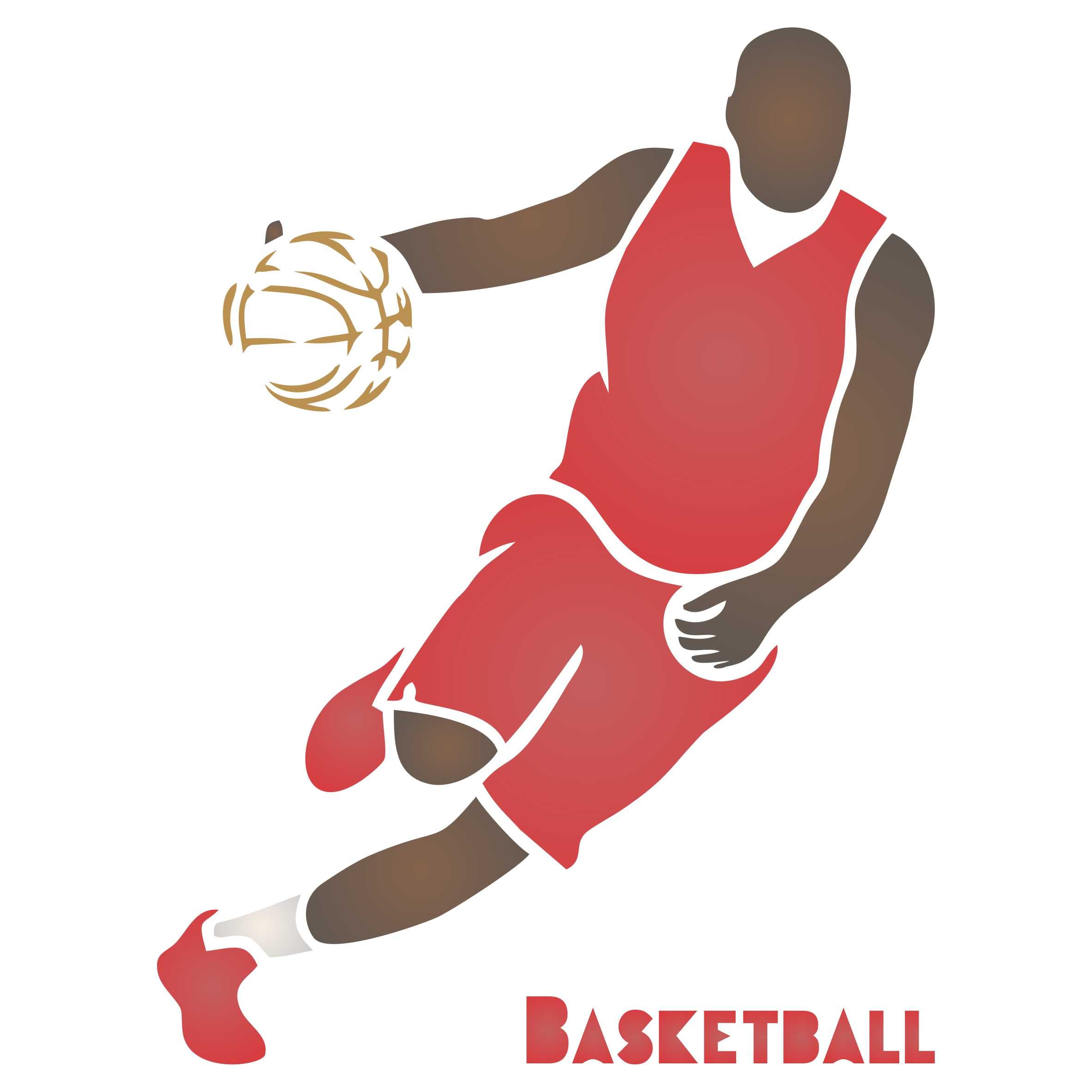 Basketball Stencil - Athlete Basketball Ball Player Word Quote