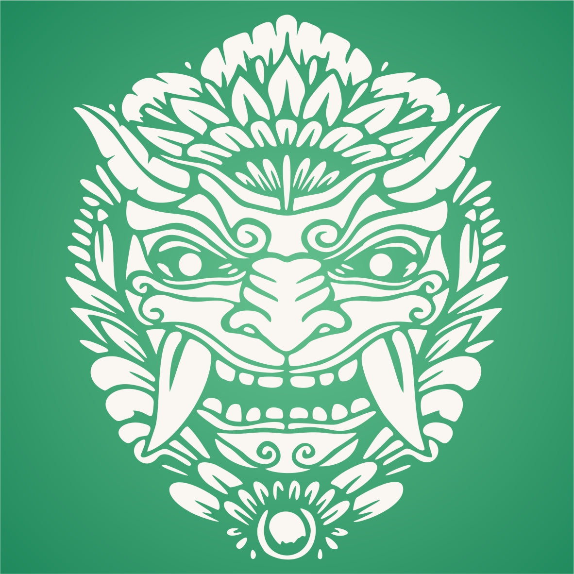 Barong Mask Stencil - Balinese Mythology Panther