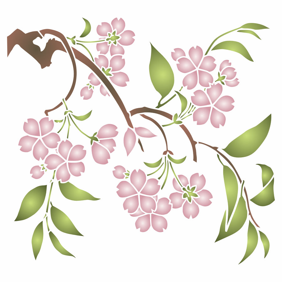 Cherry Blossom Stencil - Japanese Cherry Sakura Asian Oriental Tree