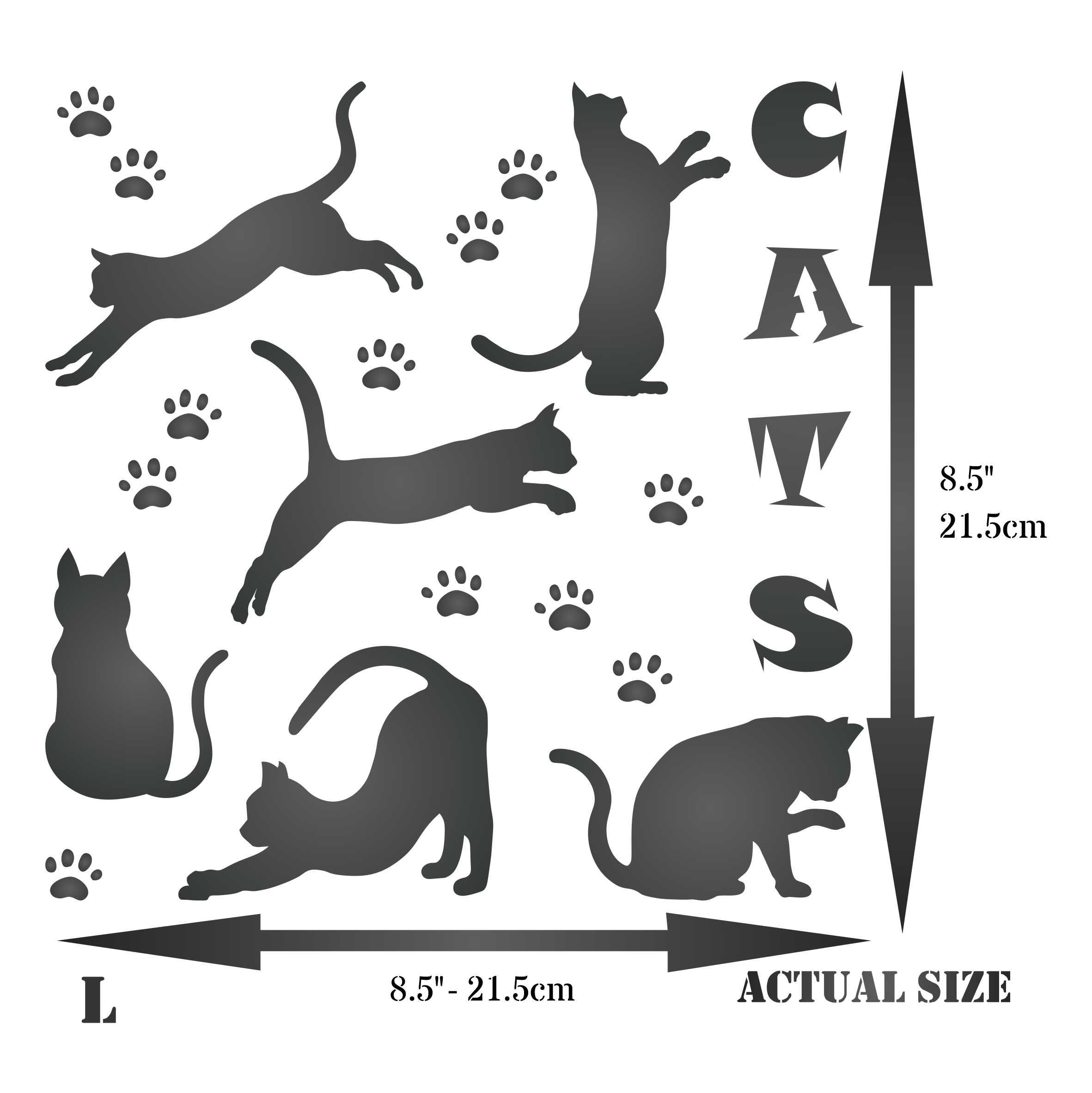 Cats Stencil - Pet Friend Animal Feline Silhouette Quote