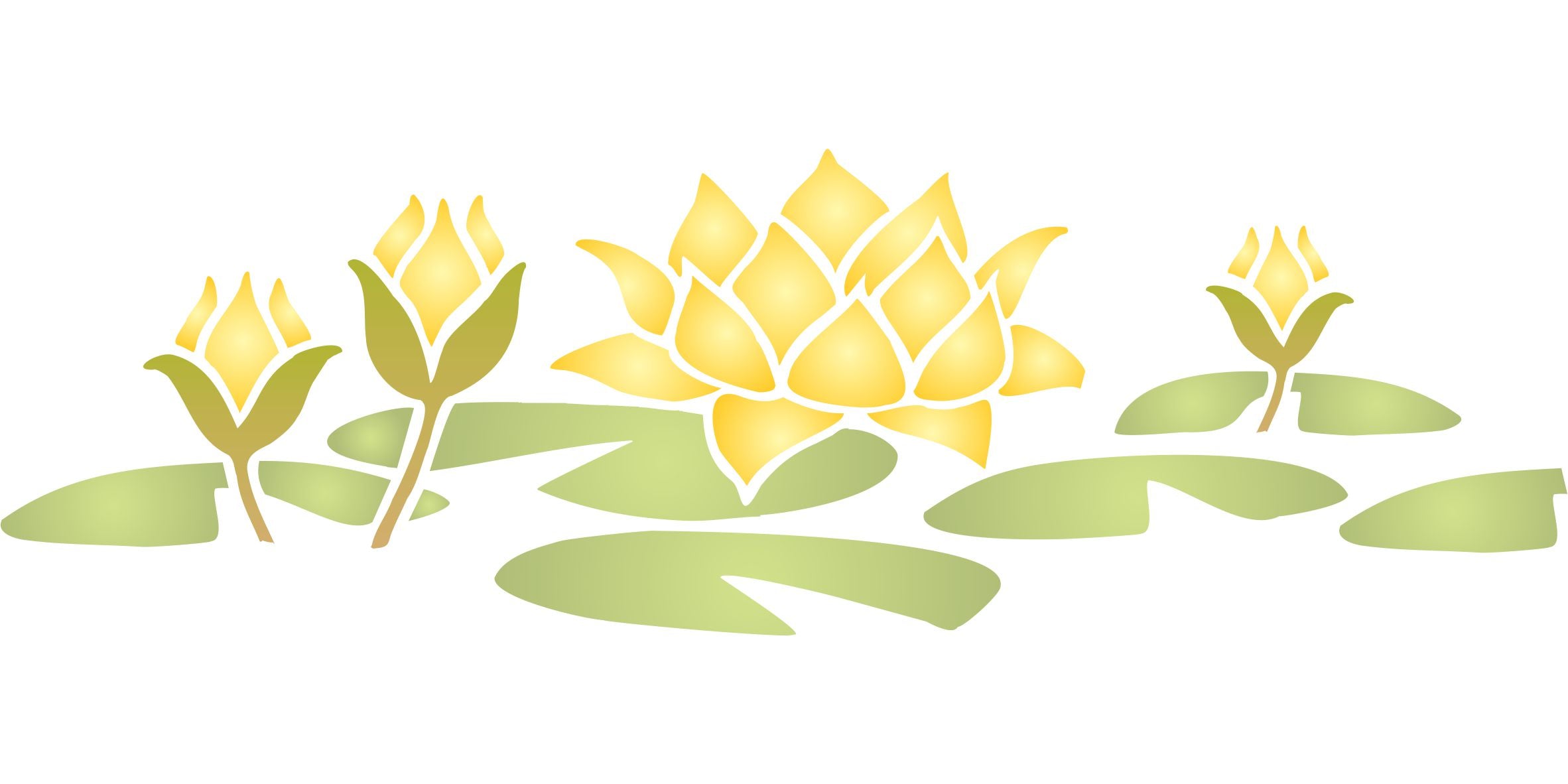 Water Lily Stencil- Classic Lily Flower Border