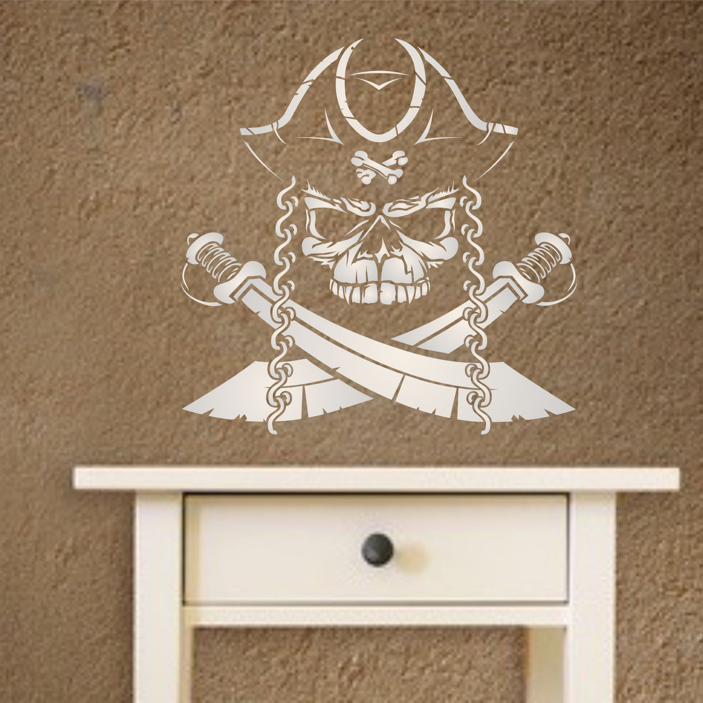 Pirate Skull Stencil - Halloween Pirate Skull and Crossbones Design