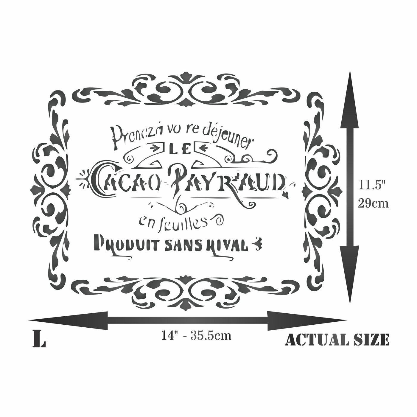 Cacao Payraud Stencil- Vintage French Themed Sign Label