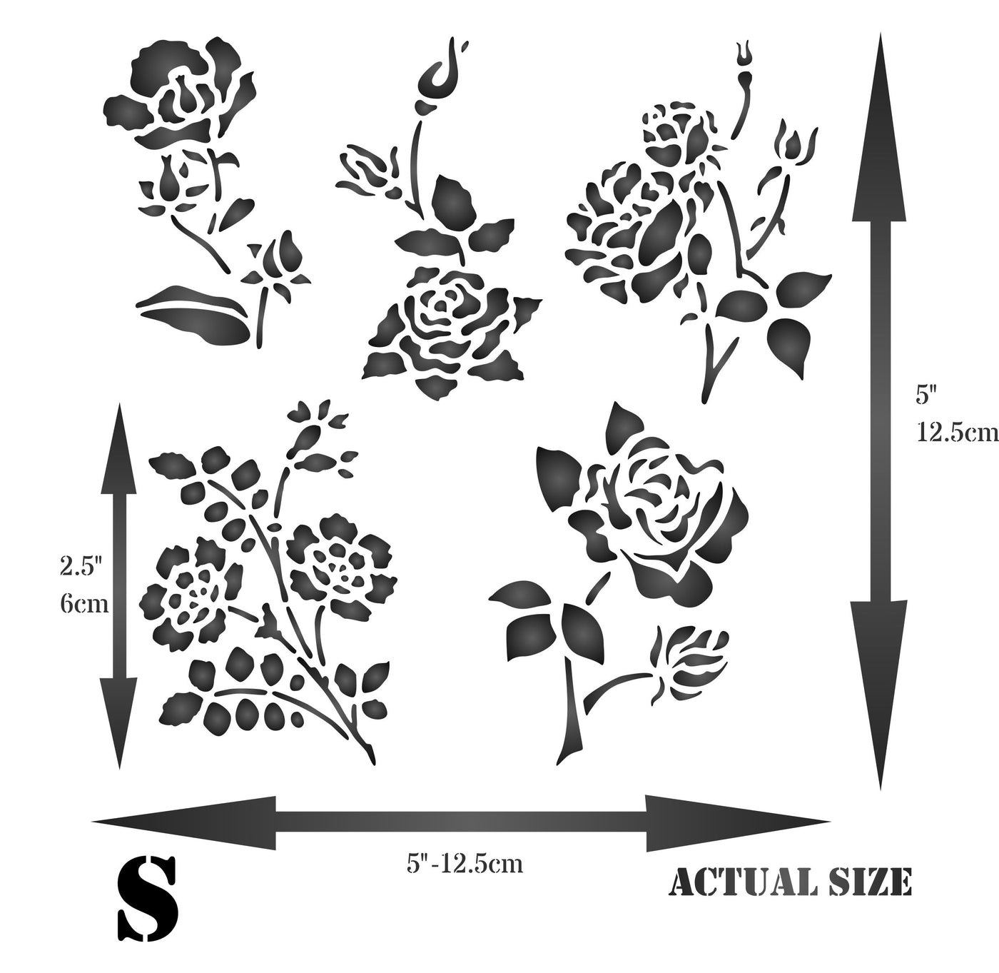 Rose Set Stencil - Classic Rose Flower Designs