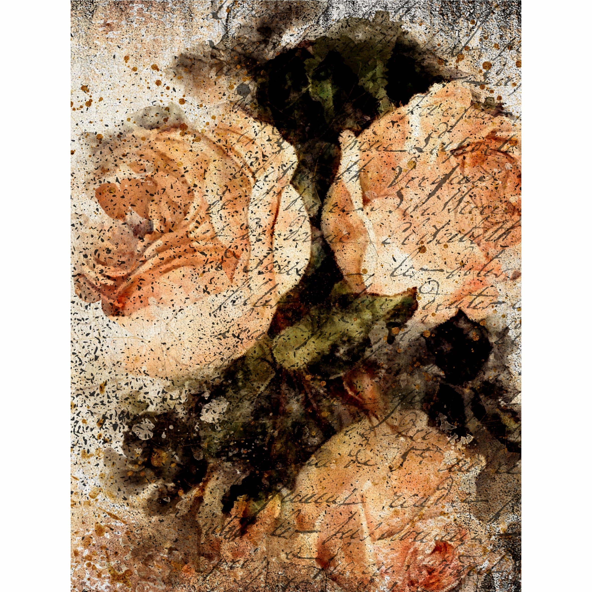 Distressed Bouquet Rice Paper- 6 x Printed Mulberry Paper Images 30gsm