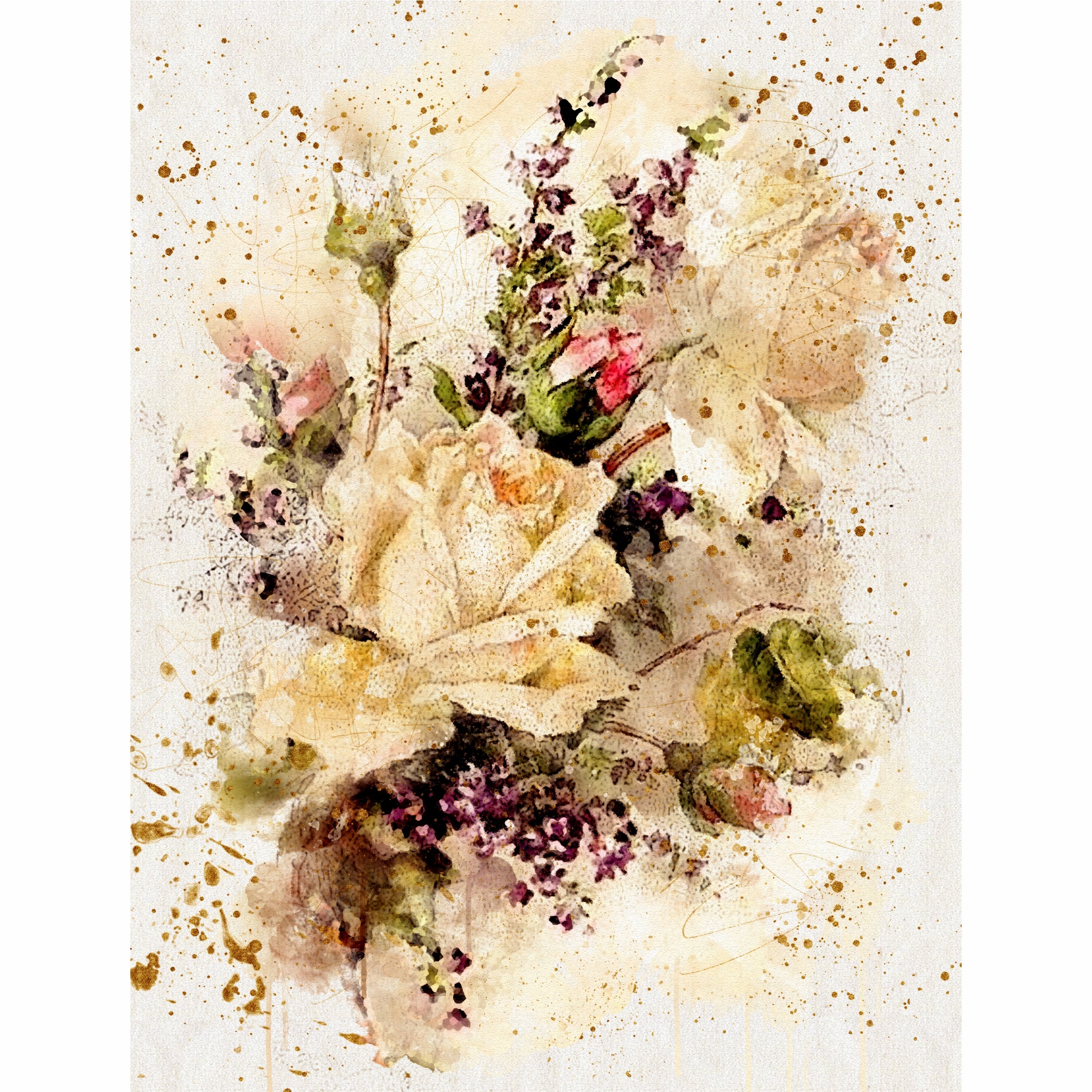 Bouquet Rice Paper- 6 x Different Printed Mulberry Paper Images 30gsm