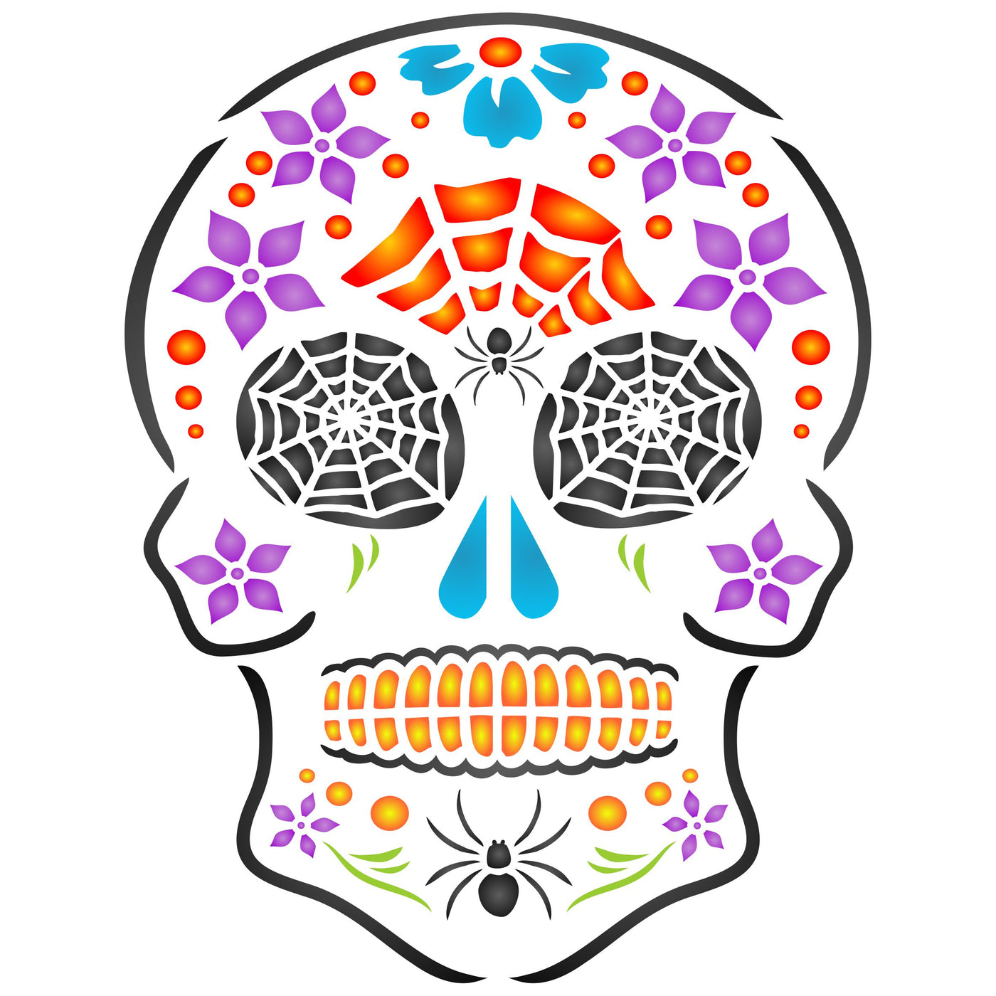 Halloween Sugar Skull Stencil - Day of The Dead Decor