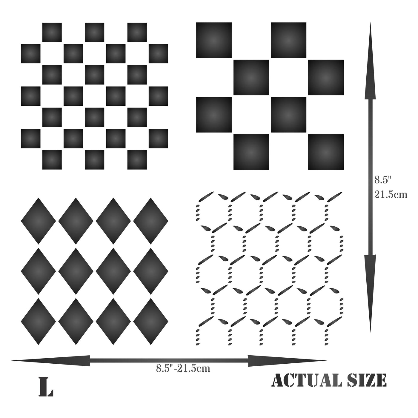 Shapes Stencil - Squares Diamonds and Chicken Wire