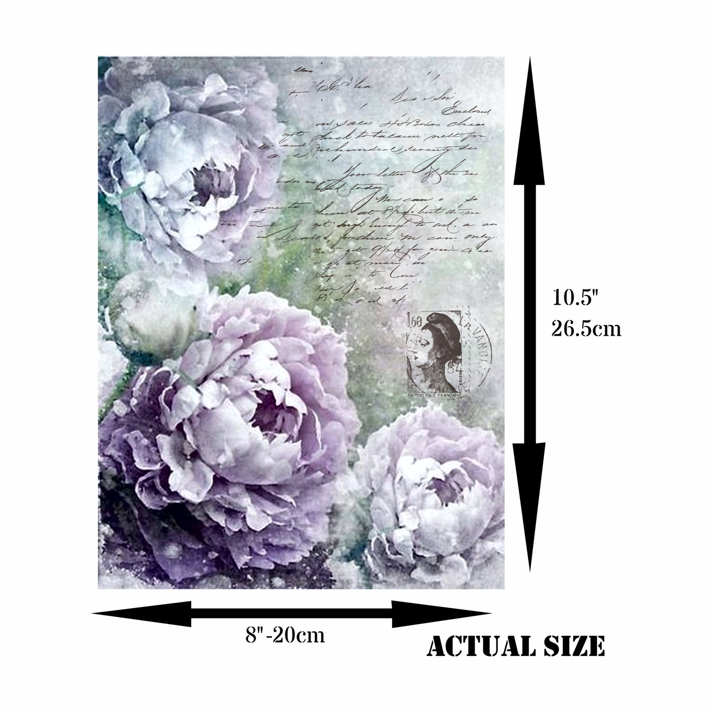 Lilac Theme Rice Paper- 6 x Different Printed Mulberry Paper Images 30gsm