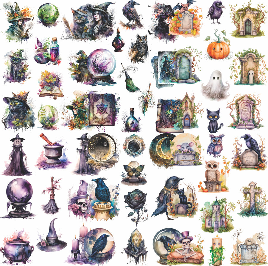Halloween Theme Rice Paper- 6 Unique Printed Mulberry Paper Pages 30gsm