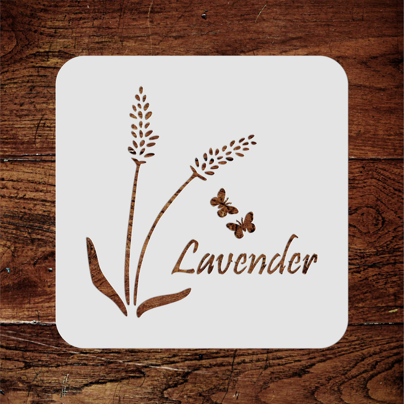 Lavender Stencil - Vintage Floral Flower Herb Word