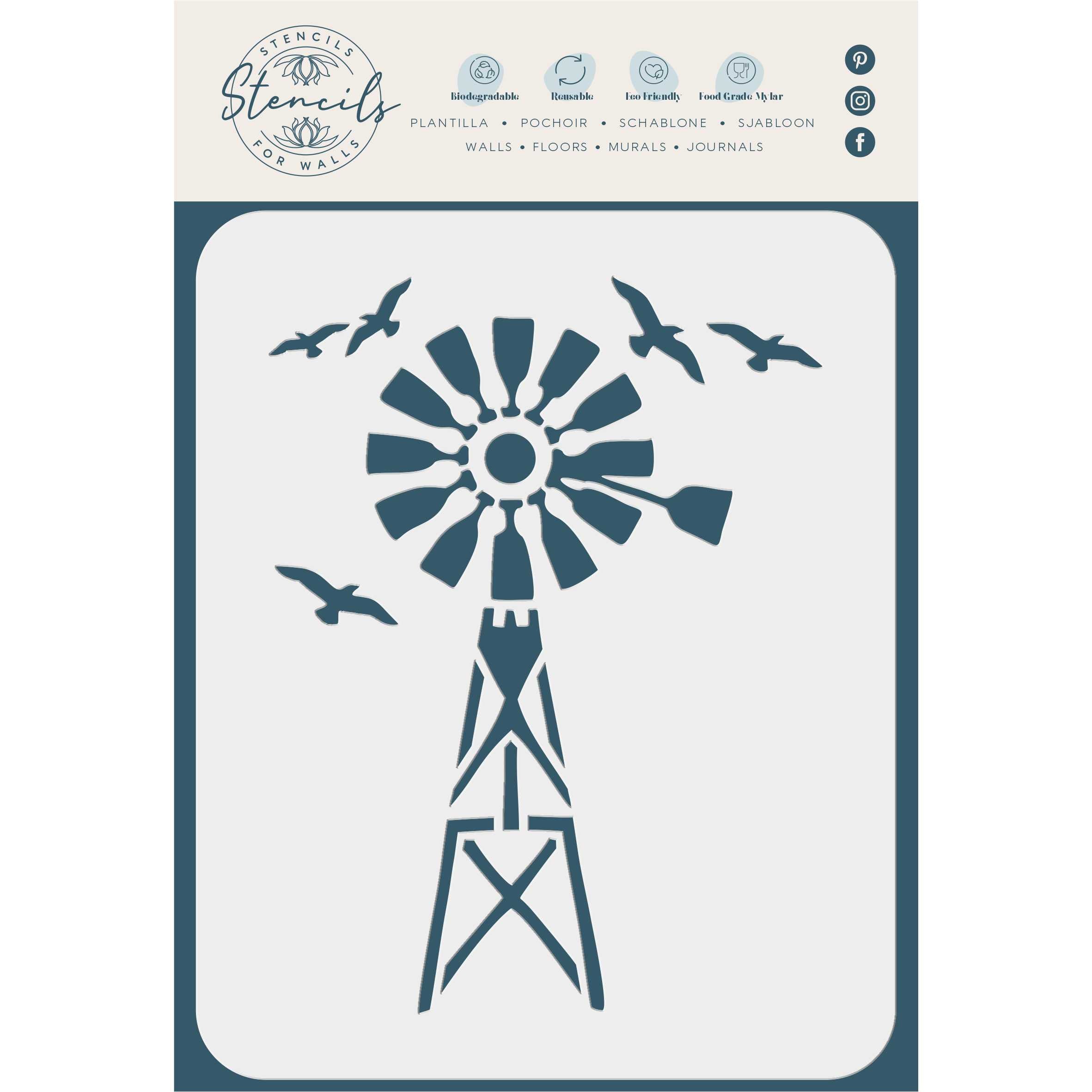 Windmill Stencil - Farmhouse Wind Mill