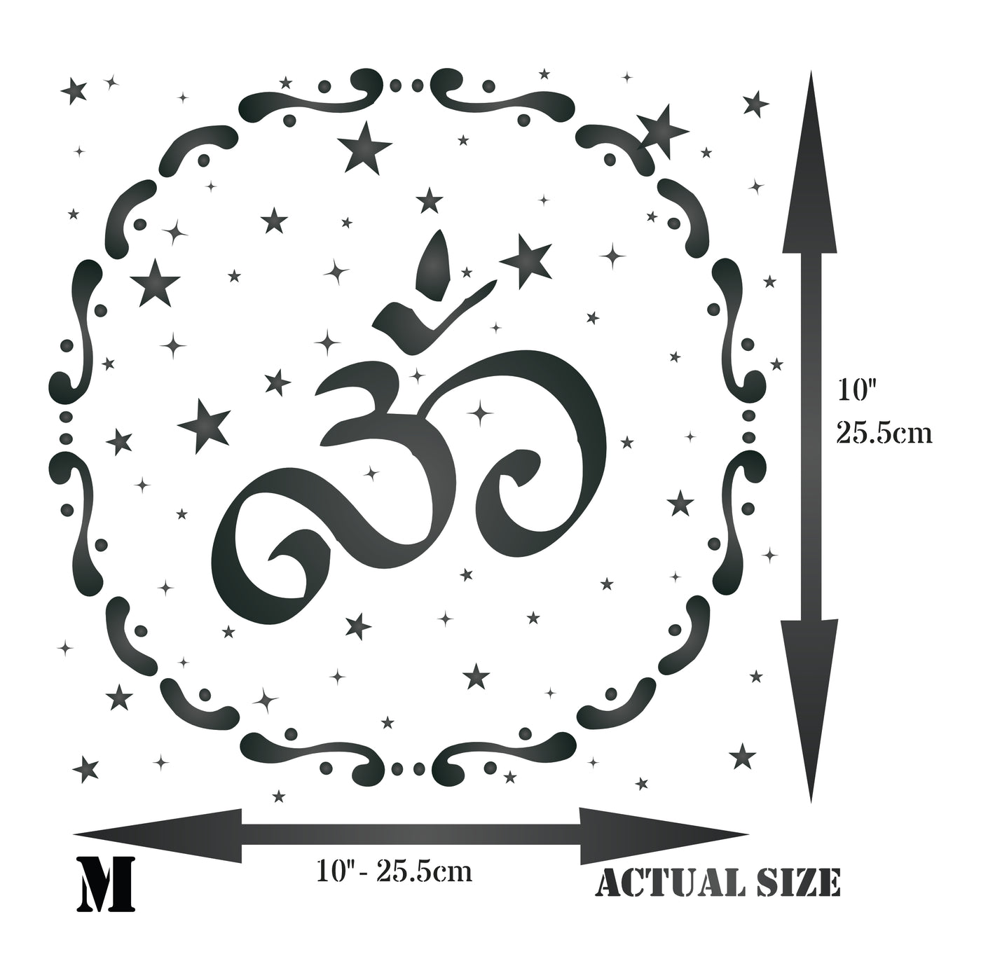 Starry OM Stencil - AUM Indian Mantra Sanskrit Hindu Spiritual