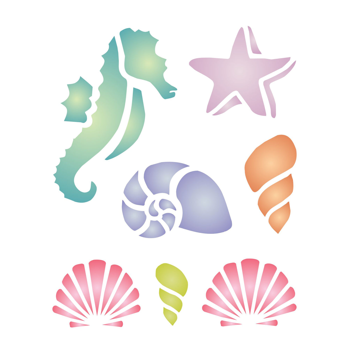 Ocean Stencil - Sea Shell Nautical Seashore Reef