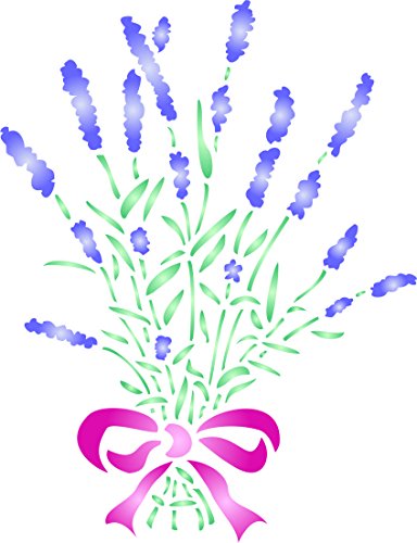 Lavender Stencil, 6.5 x 8.5 inch - Flower Floral Wall