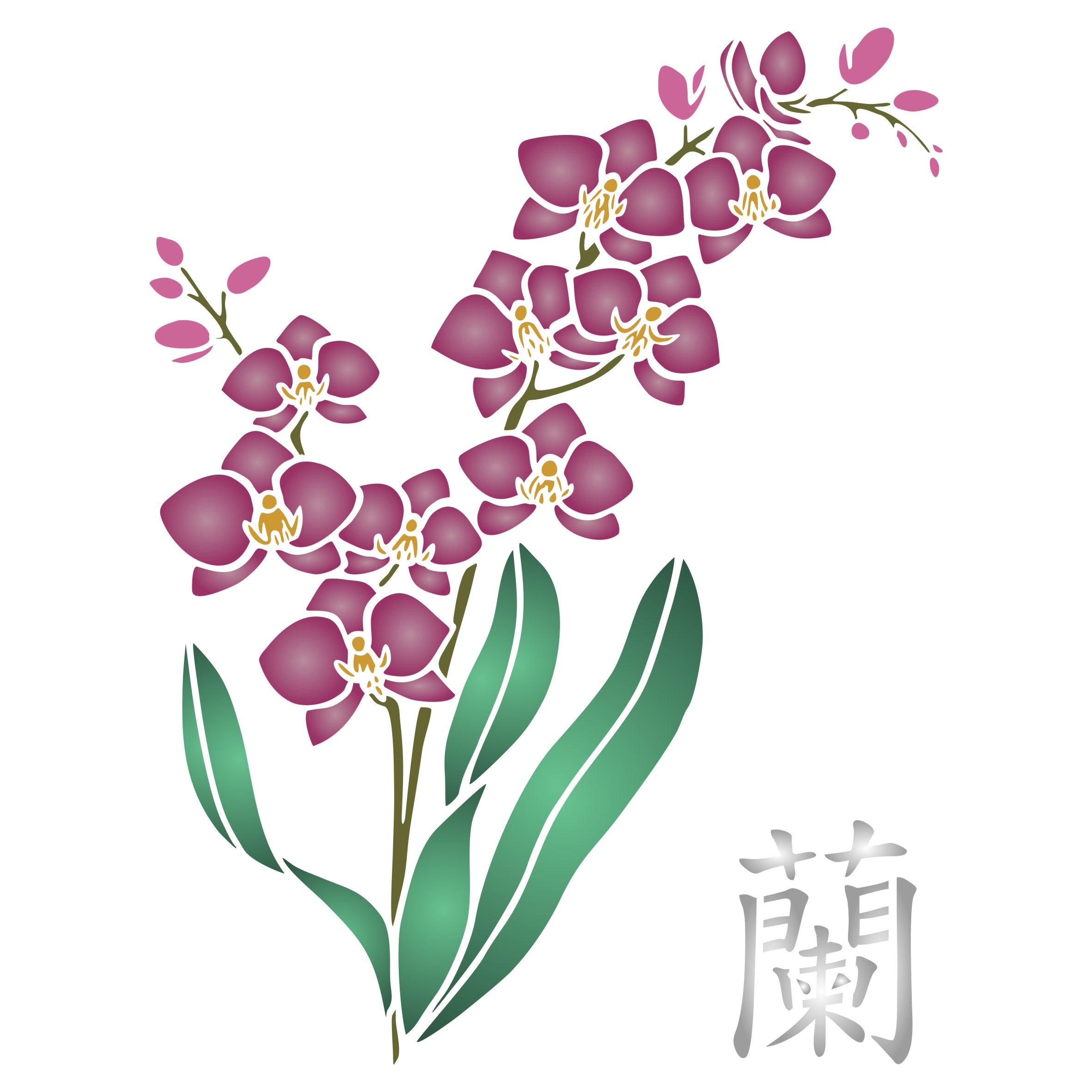 Orchid Stencil - Traditional Chinese Character Paphiopedilum