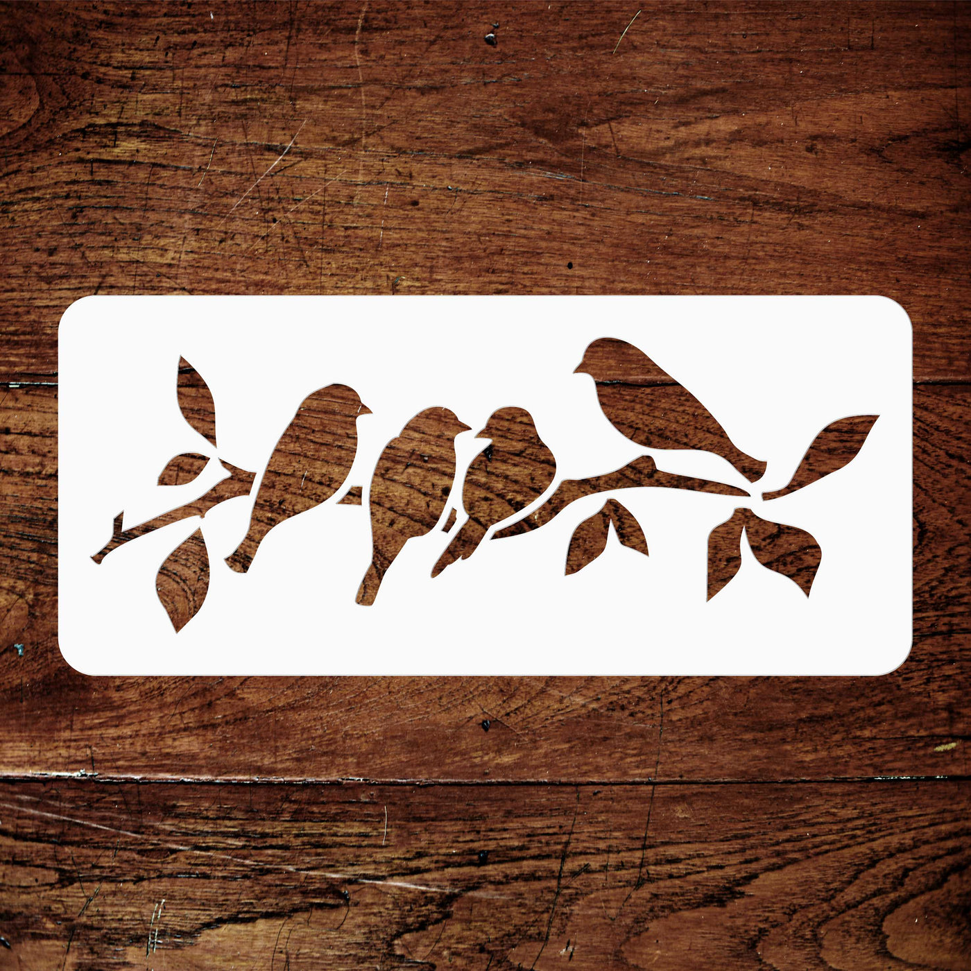 Roosting Birds Stencil - Bird Branch Silhouette Border